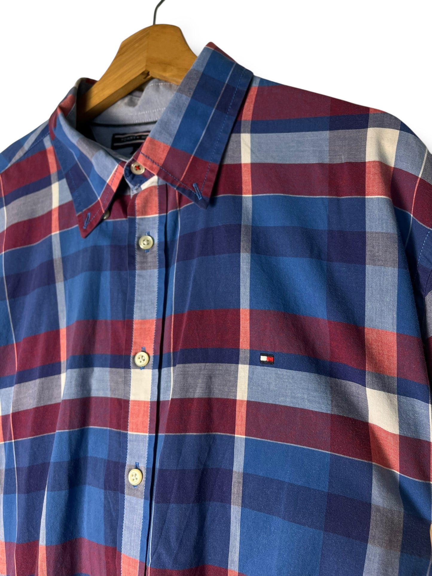 Tommy Hilfiger Checked Shirt – Blue & Red – Soft Cotton – L/XL Fit