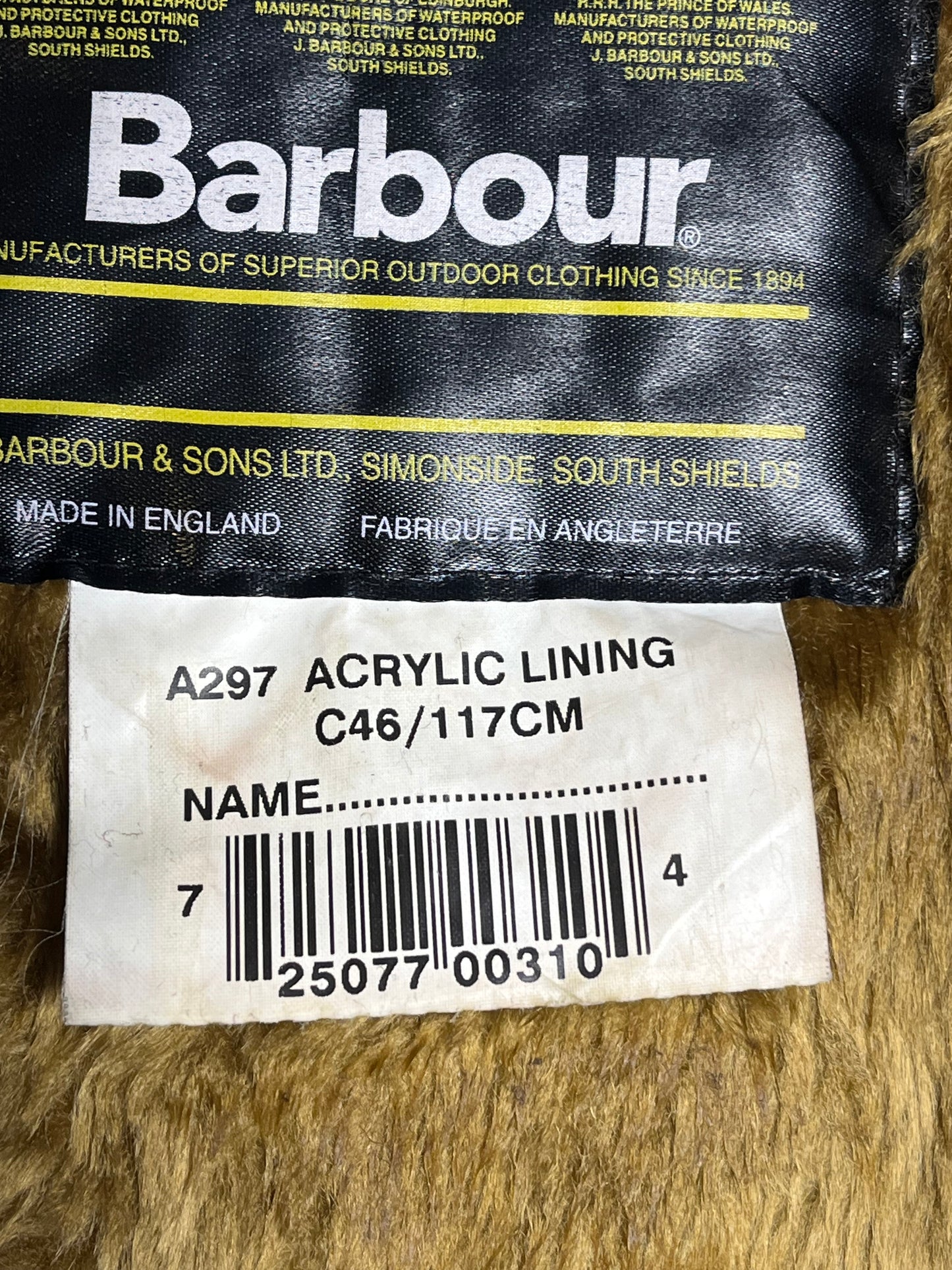 A297 Barbour Vintage C46 Bodywarmer Liner Button Version