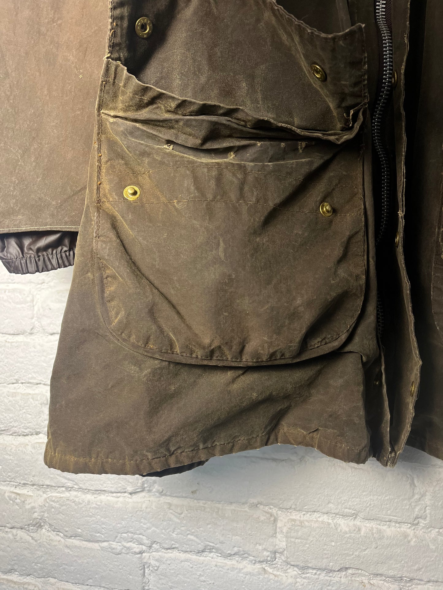 Rare 1980s Barbour Solway Zipper Wax Jacket – Olive – C44