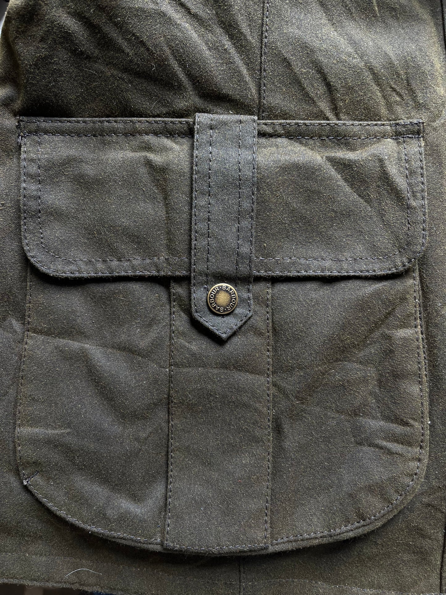 Barbour Defence Wax Jacket – Olive Green – Size 14 (UK)