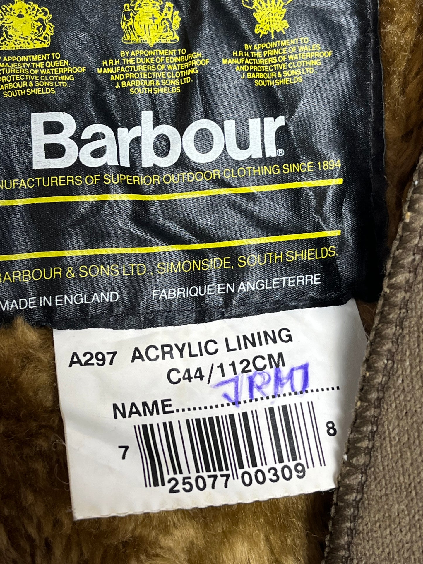 A297 Barbour Vintage C44 Bodywarmer Liner Button Version