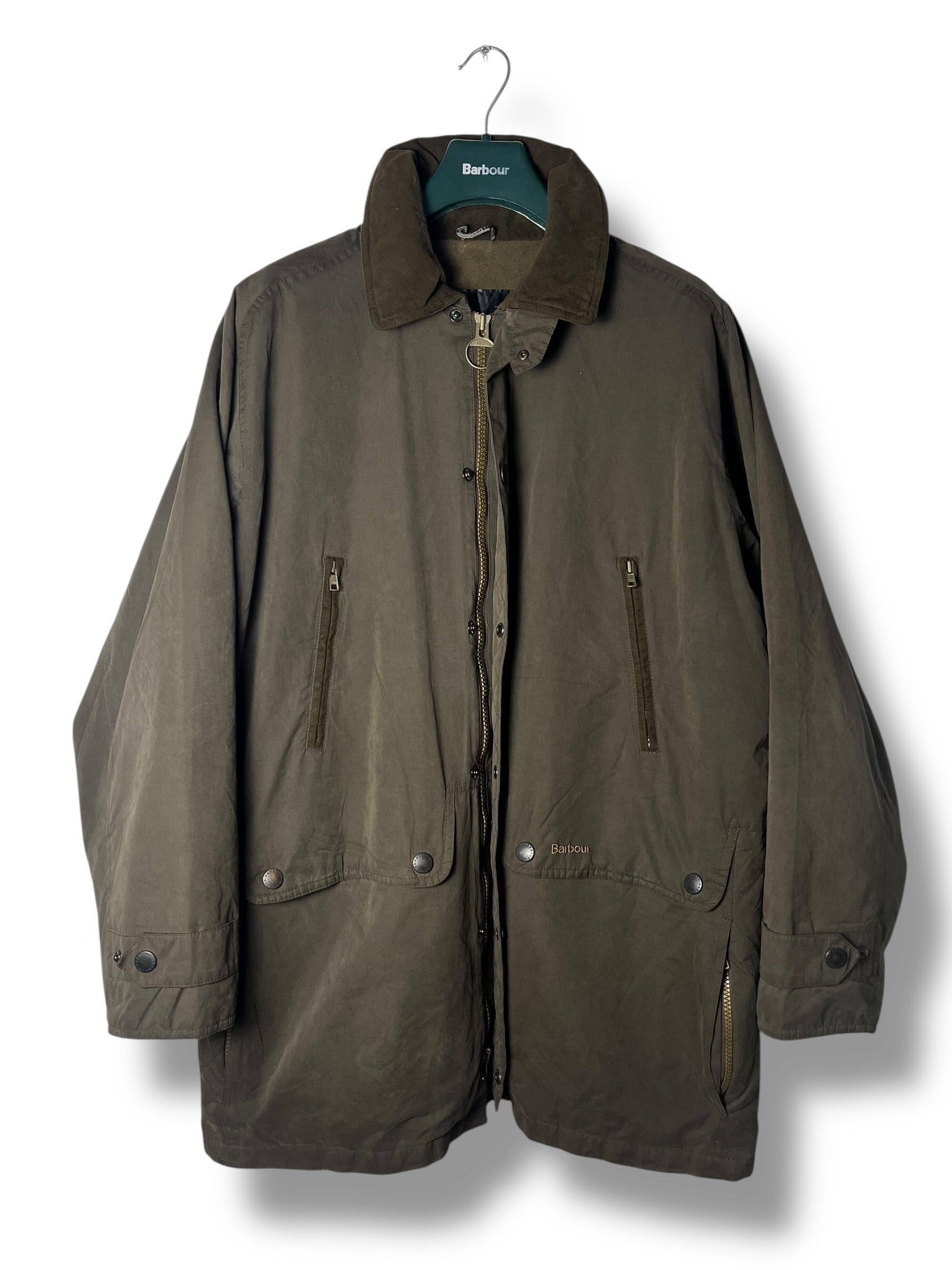 Barbour Microfibre Jacket – Olive Green – Size L (fits XL) – Draps