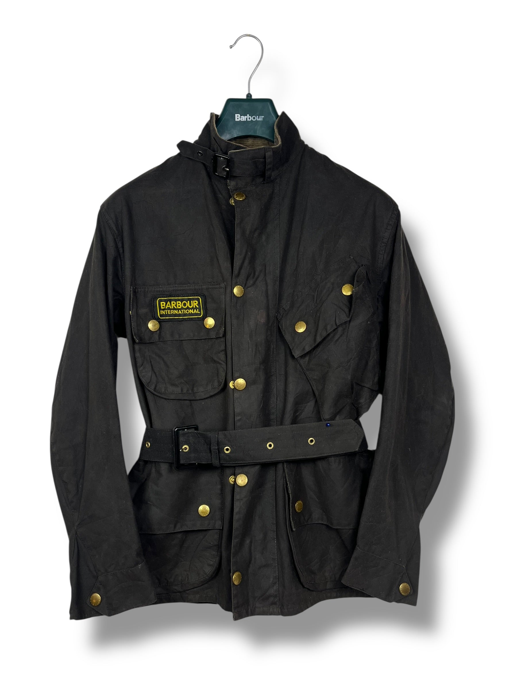 Barbour International Wax Jacket – Black – C34 (Small) – Draps