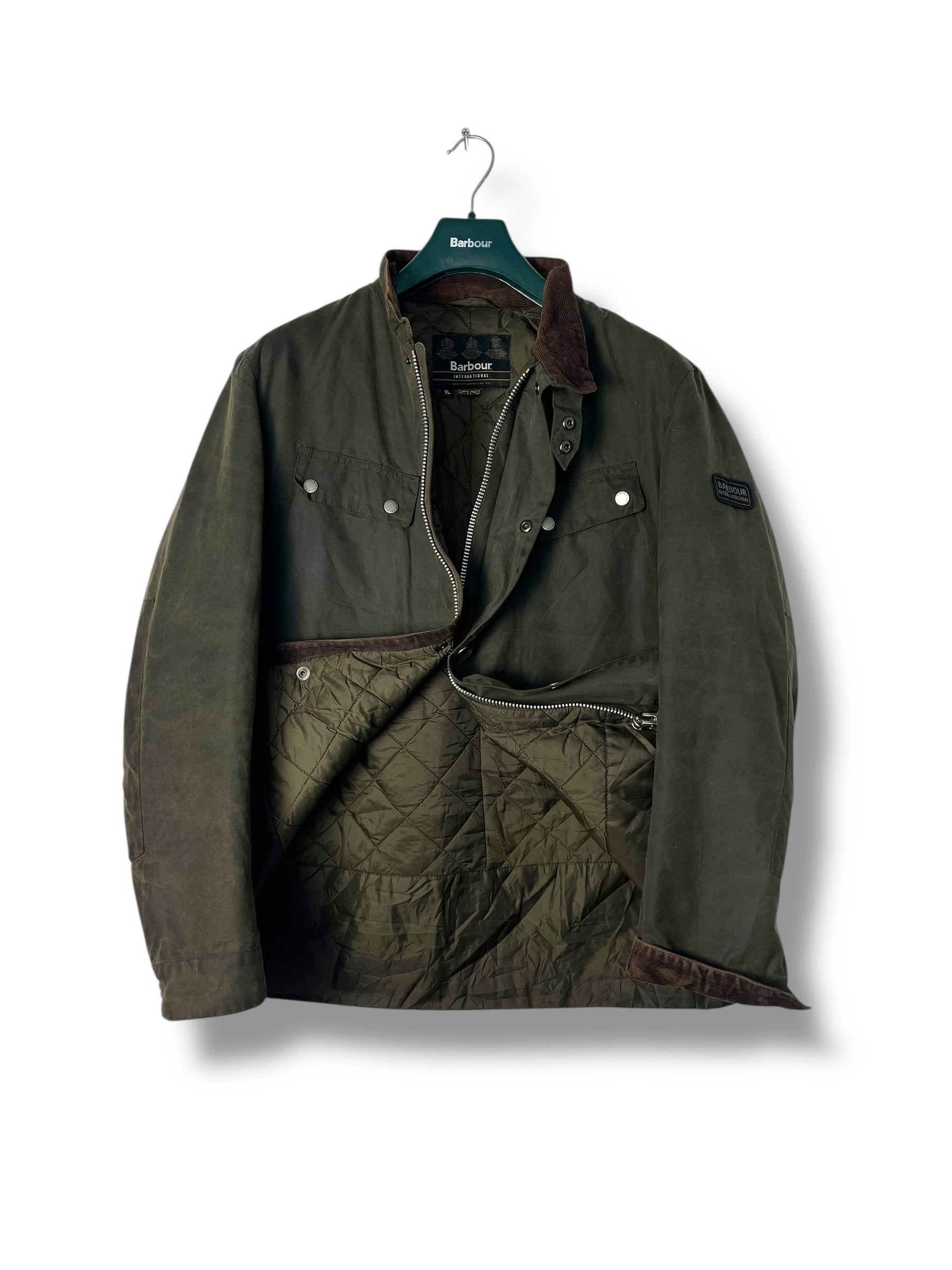 Barbour International Duke Wax Jacket – XL – Military Green 