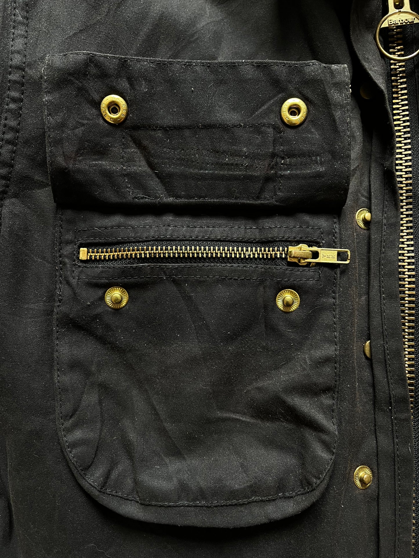 Barbour International Wax Jacket – Black – C34 (Small)