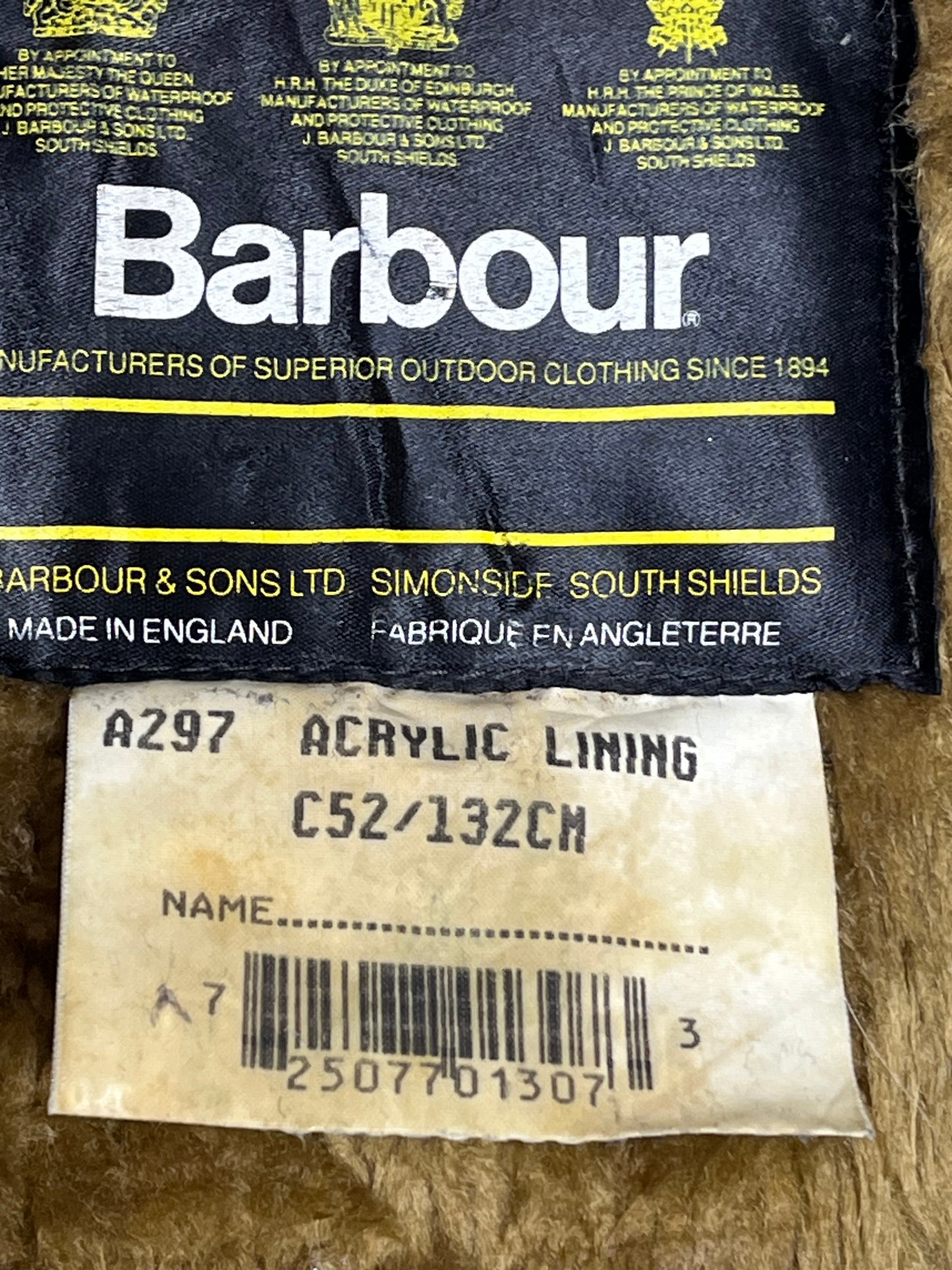 A297 Barbour Vintage C52 Bodywarmer Liner Button Version