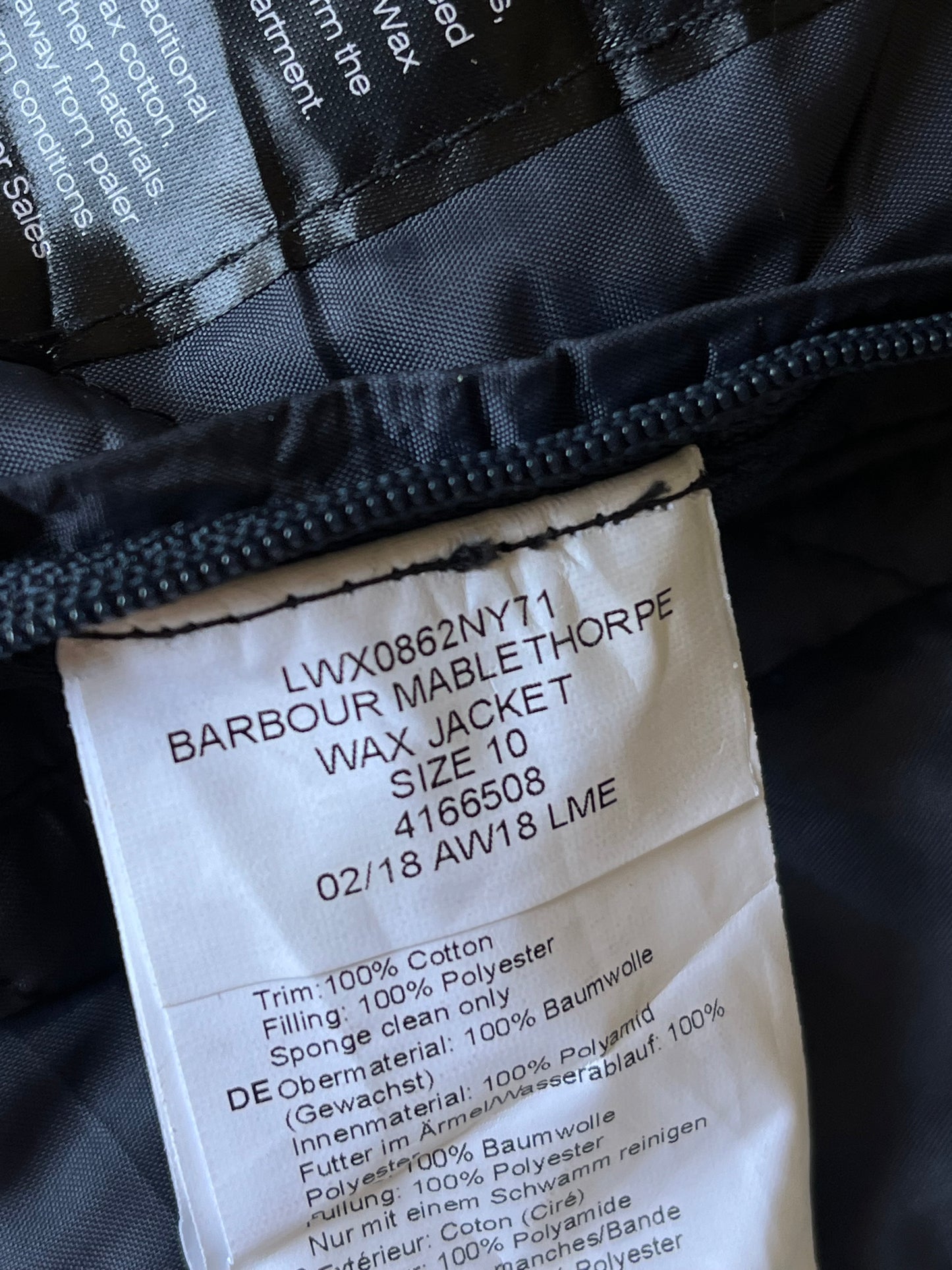 Barbour Mablethorpe Jacket UK 10 – Navy Blue Waxed Cotton (AW18)