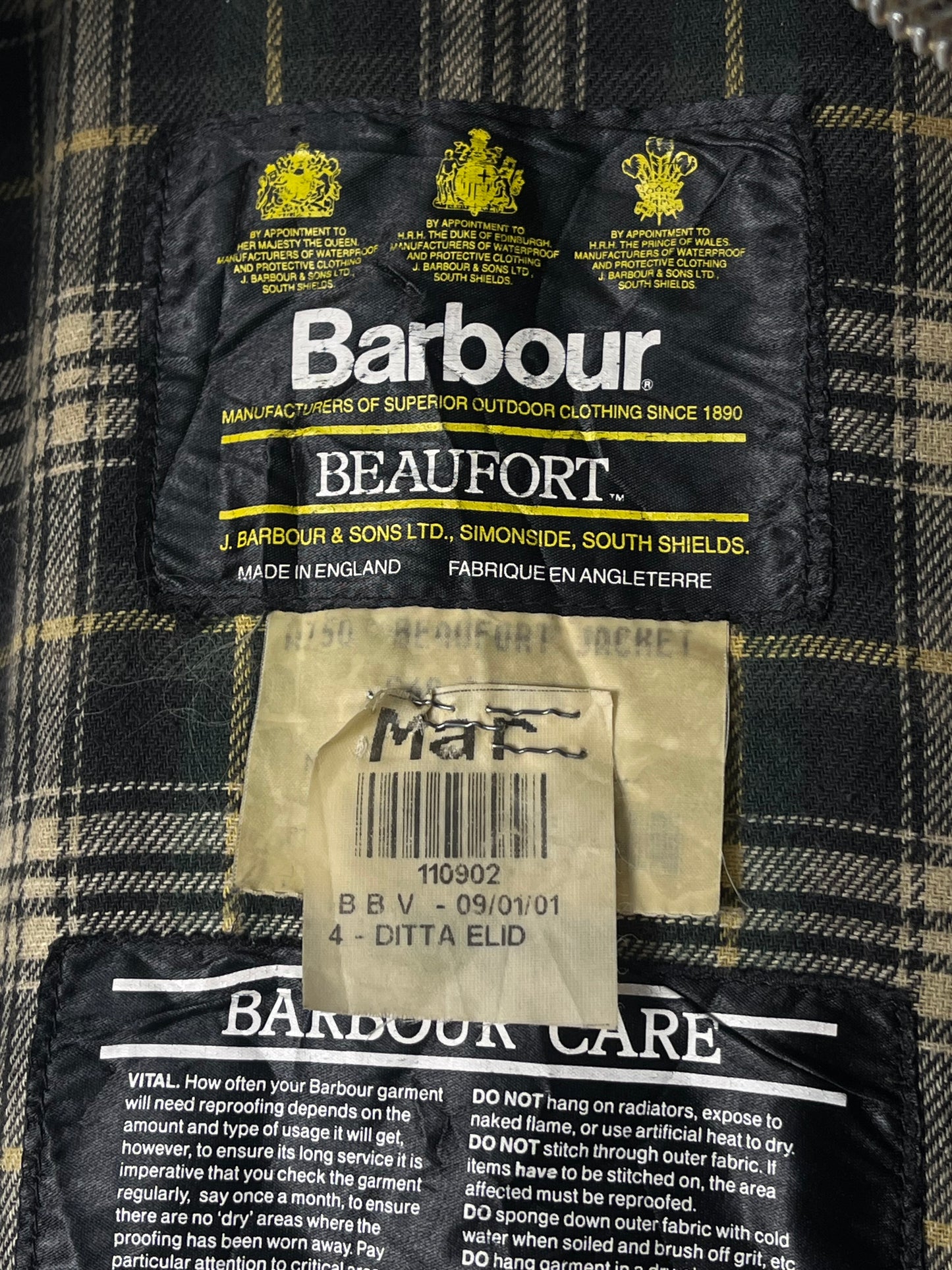 Barbour Beaufort Jacket – Sage Green (C48 / 124cm, 1993)