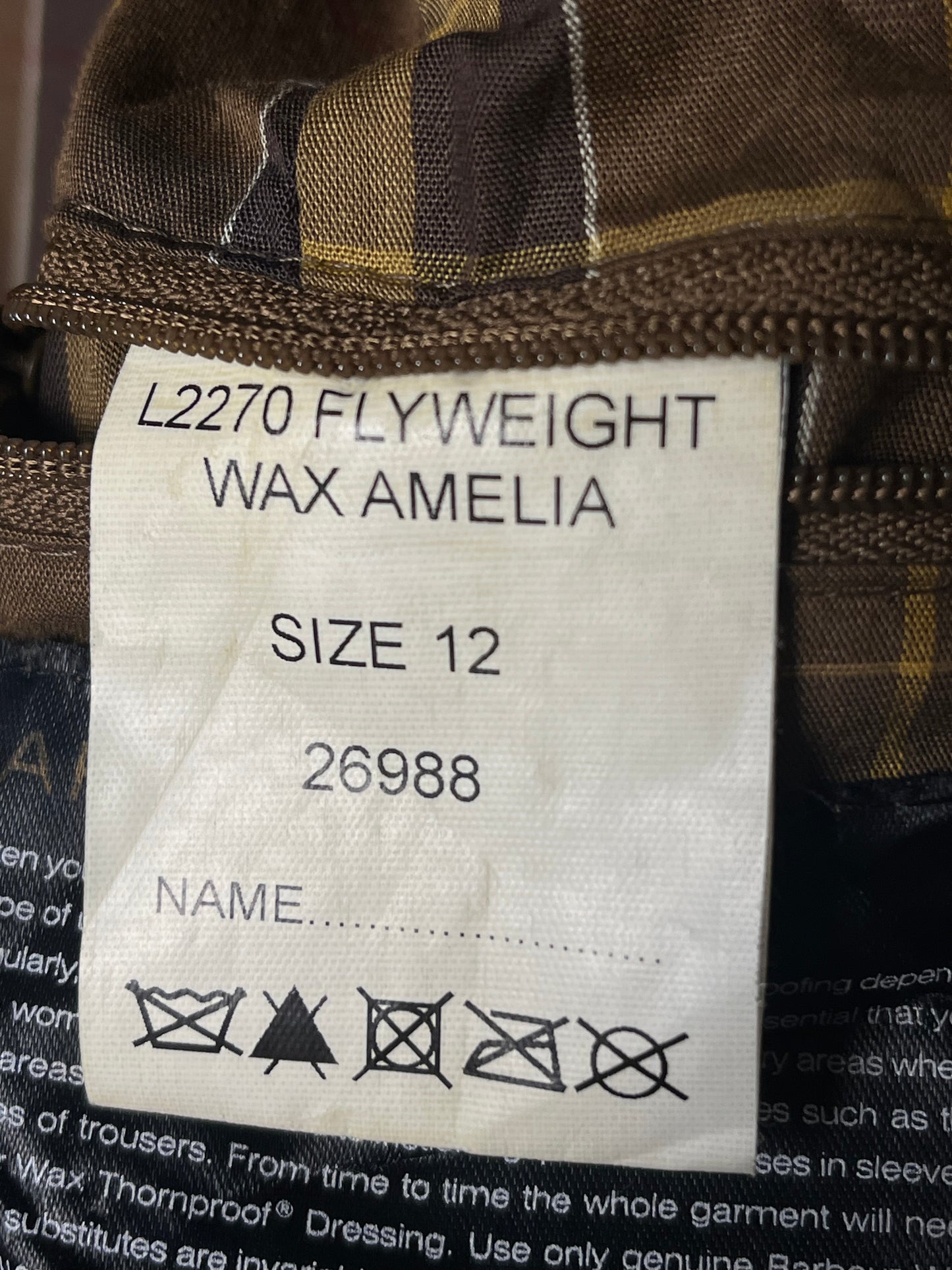 Barbour Amelia Flyweight Wax Jacket – Sandstone – UK 12