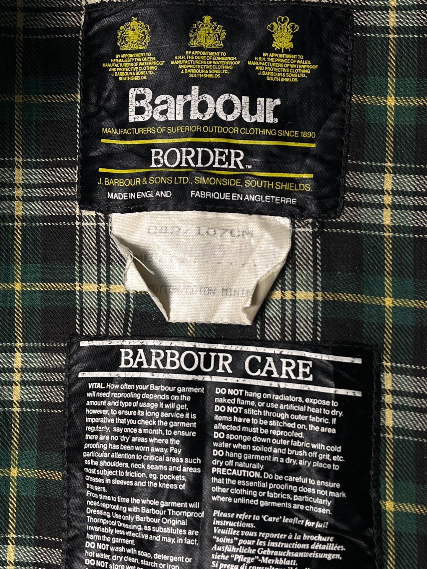 Barbour Border Jacket – Vintage Olive – C42 (L) – 1990