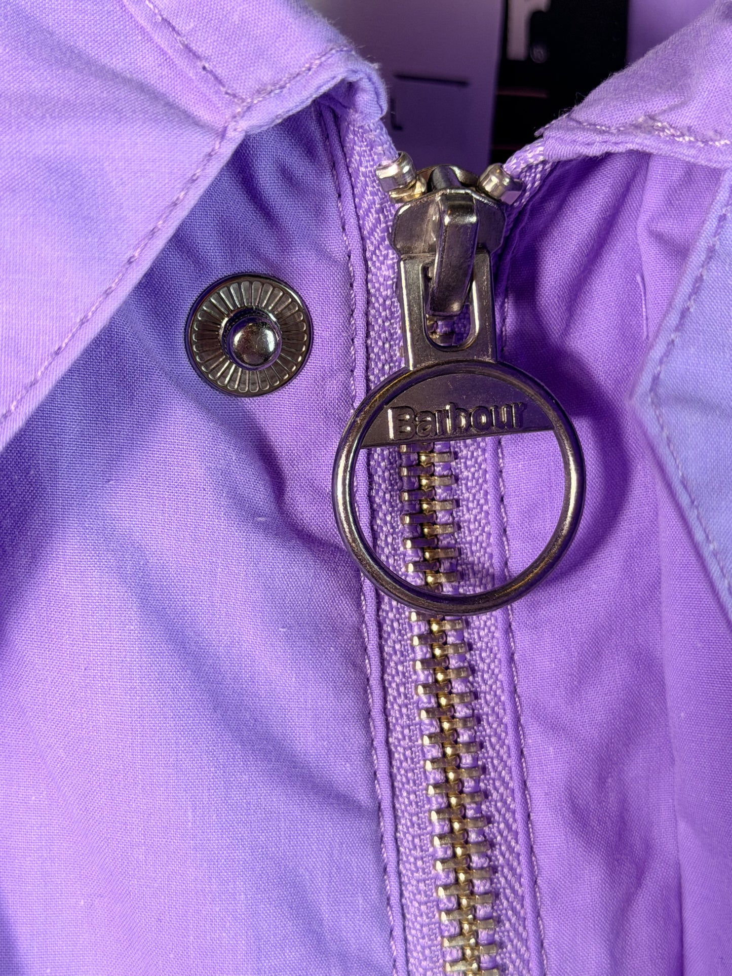 Barbour Bedale Summer Cotton Jacket Lilac Purple Lightweight Size L fits XL