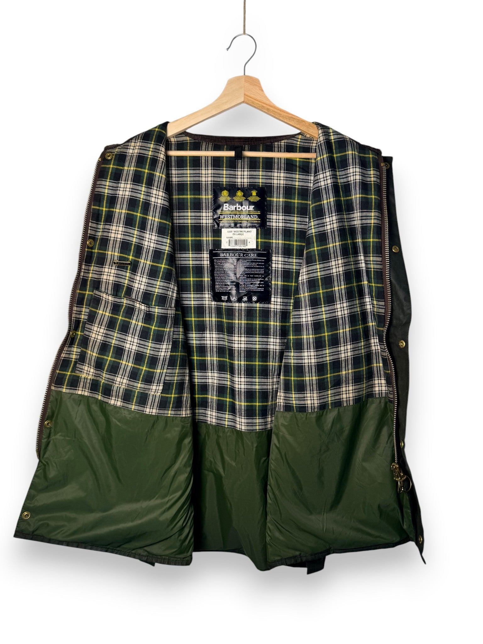 Vintage Barbour Westmorland Waxed Cotton Vest – Sage Green – XL