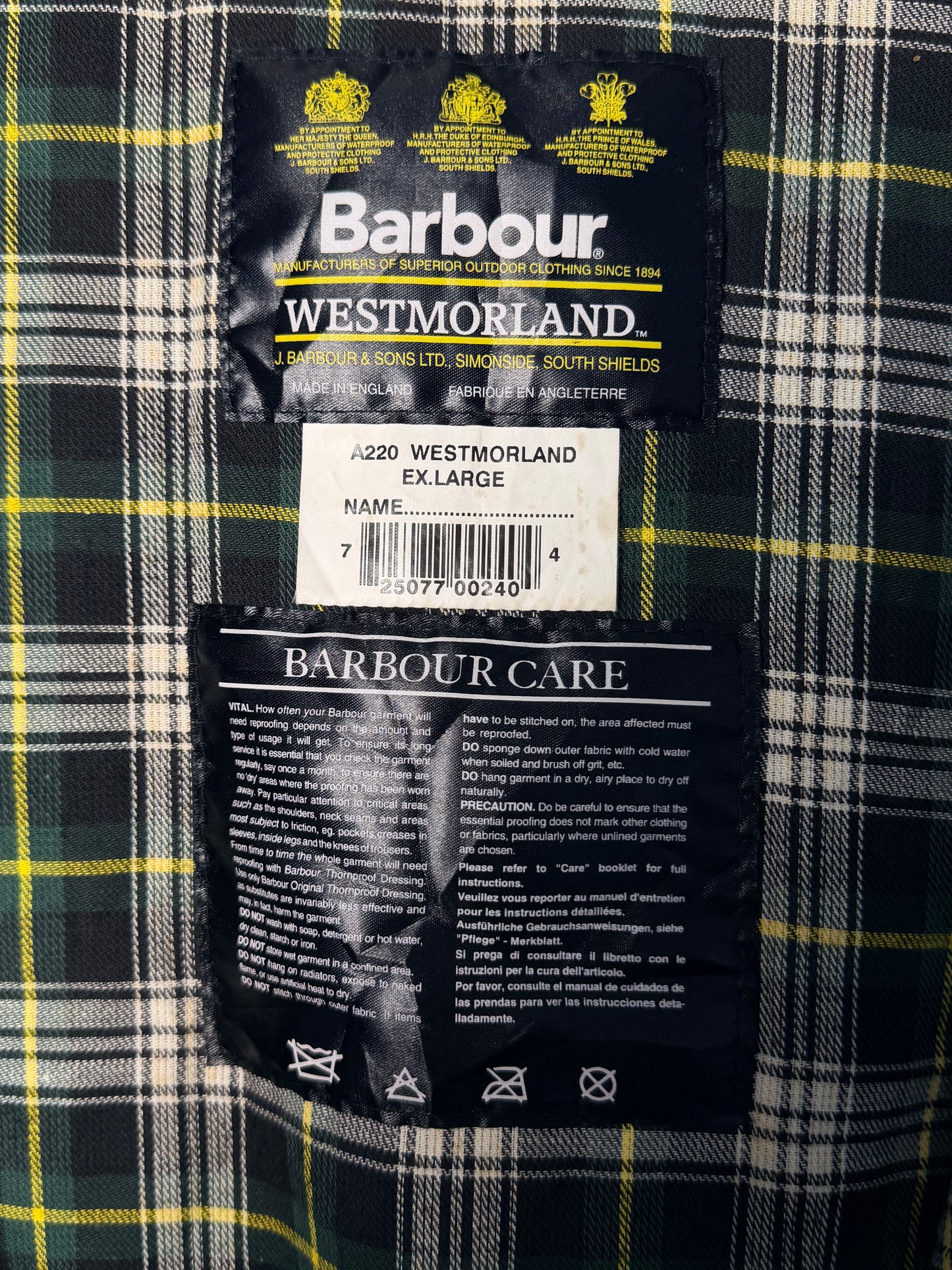 Vintage Barbour Westmorland Waxed Cotton Vest – Sage Green – XL – 1998