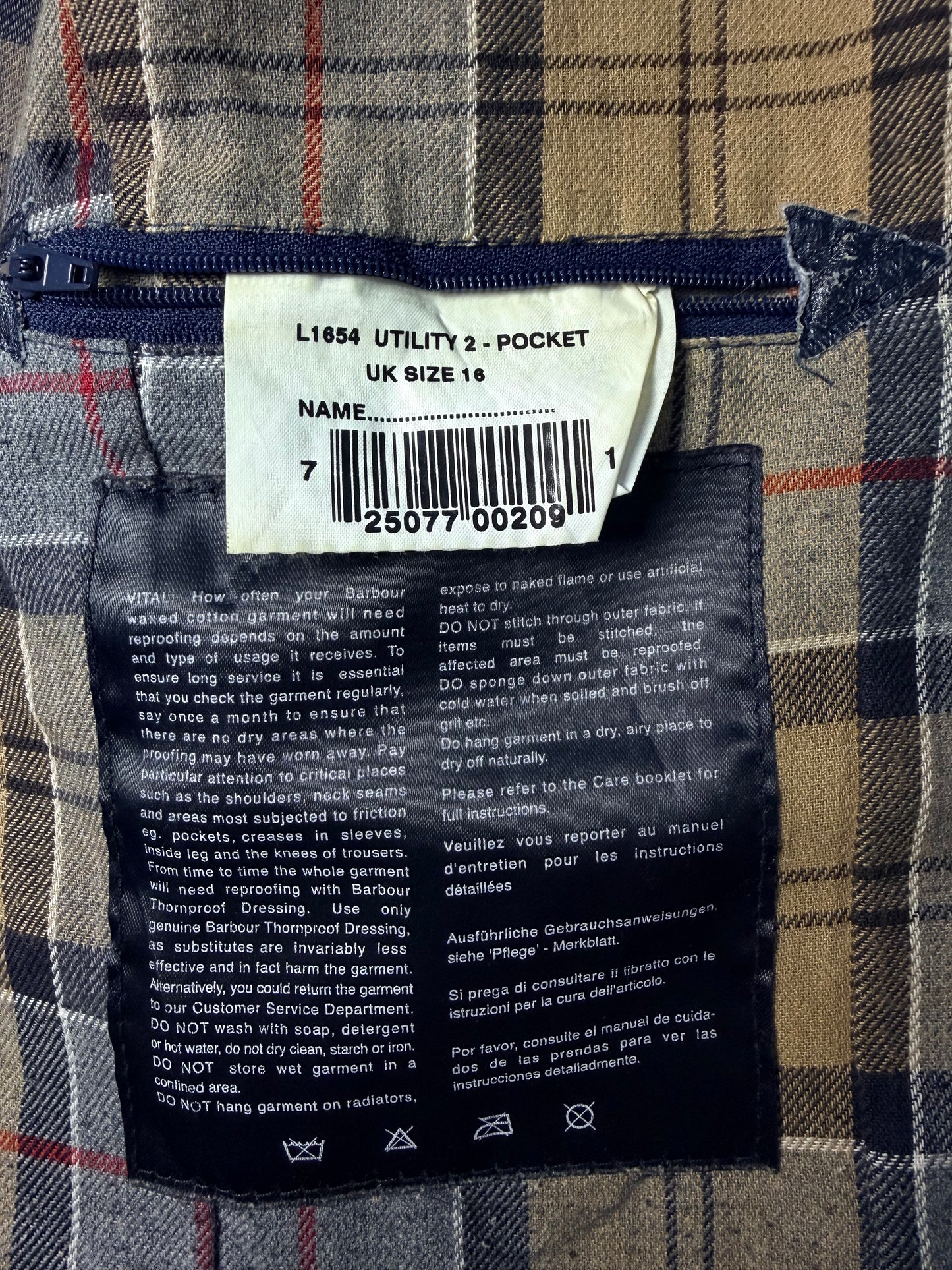 Barbour Lady Utility 2 Pocket Wax Jacket Navy – UK 16 / XL
