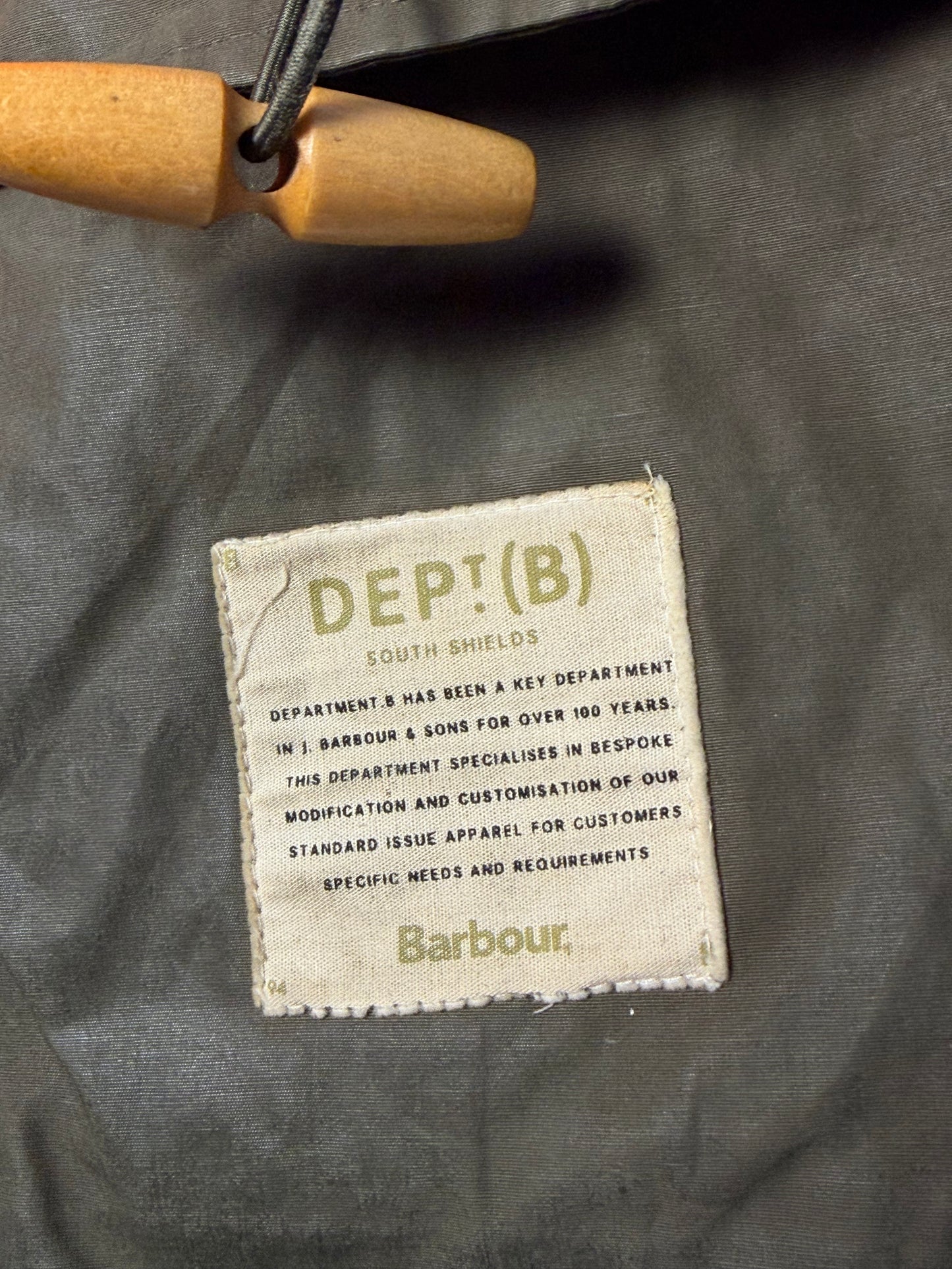 Barbour Dept B Propulsion Parka Olive L Hooded Technical Cotton Jacket