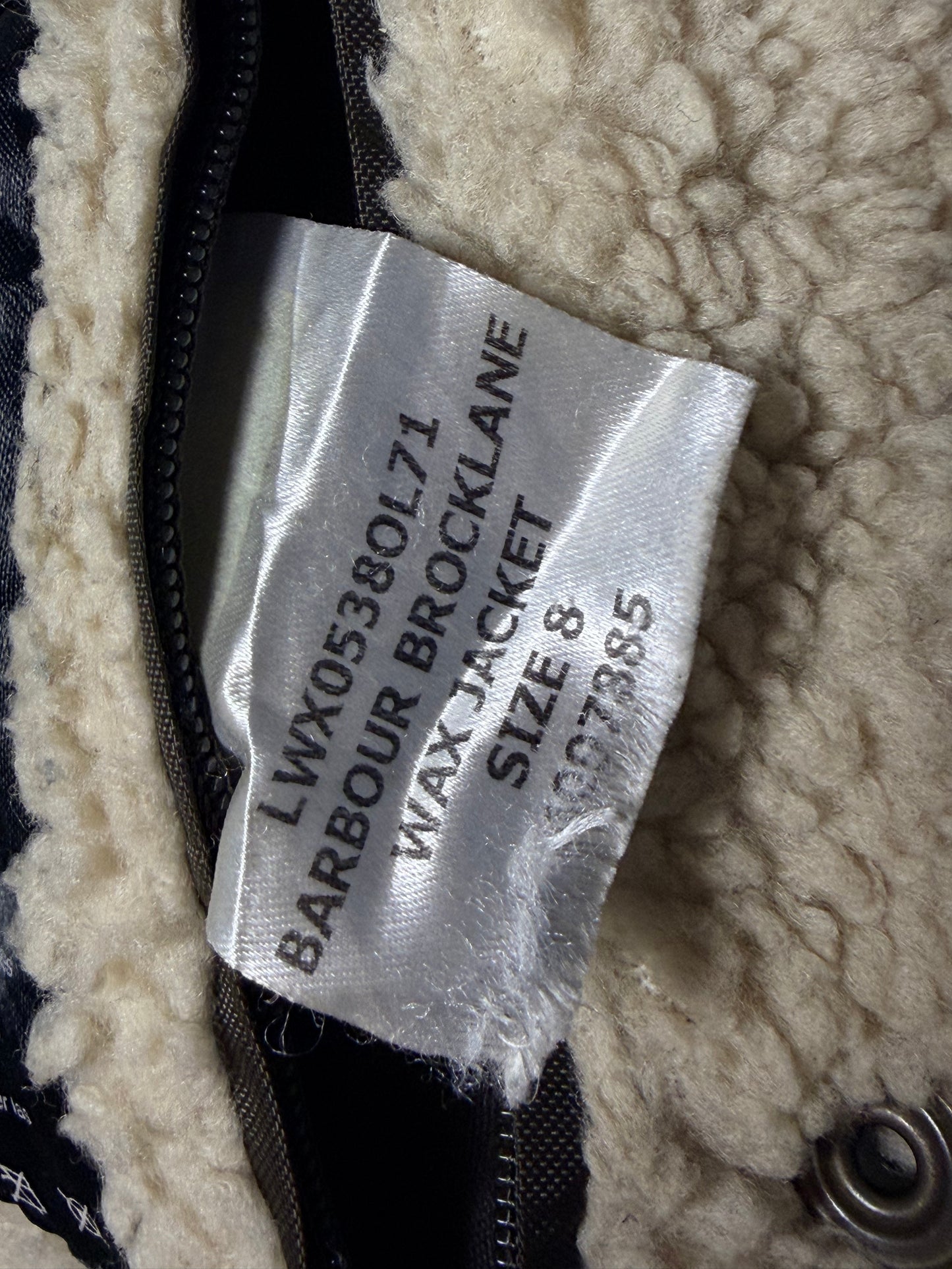 Barbour Lady Brocklane Wax Jacket Olive UK 8 – Sherpa Lined Military Style