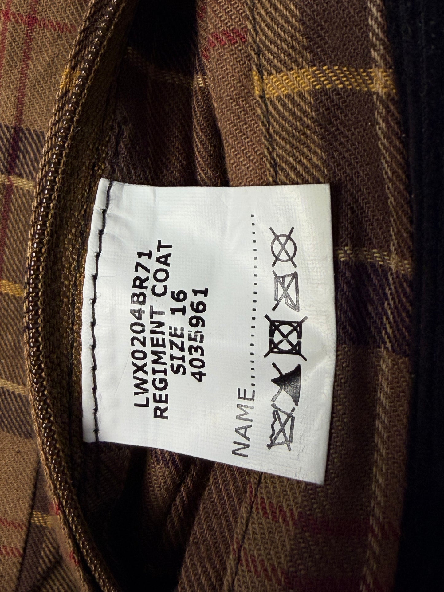 Vintage Barbour Regiment Coat Wax Jacket Sandstone UK16 Double Breasted