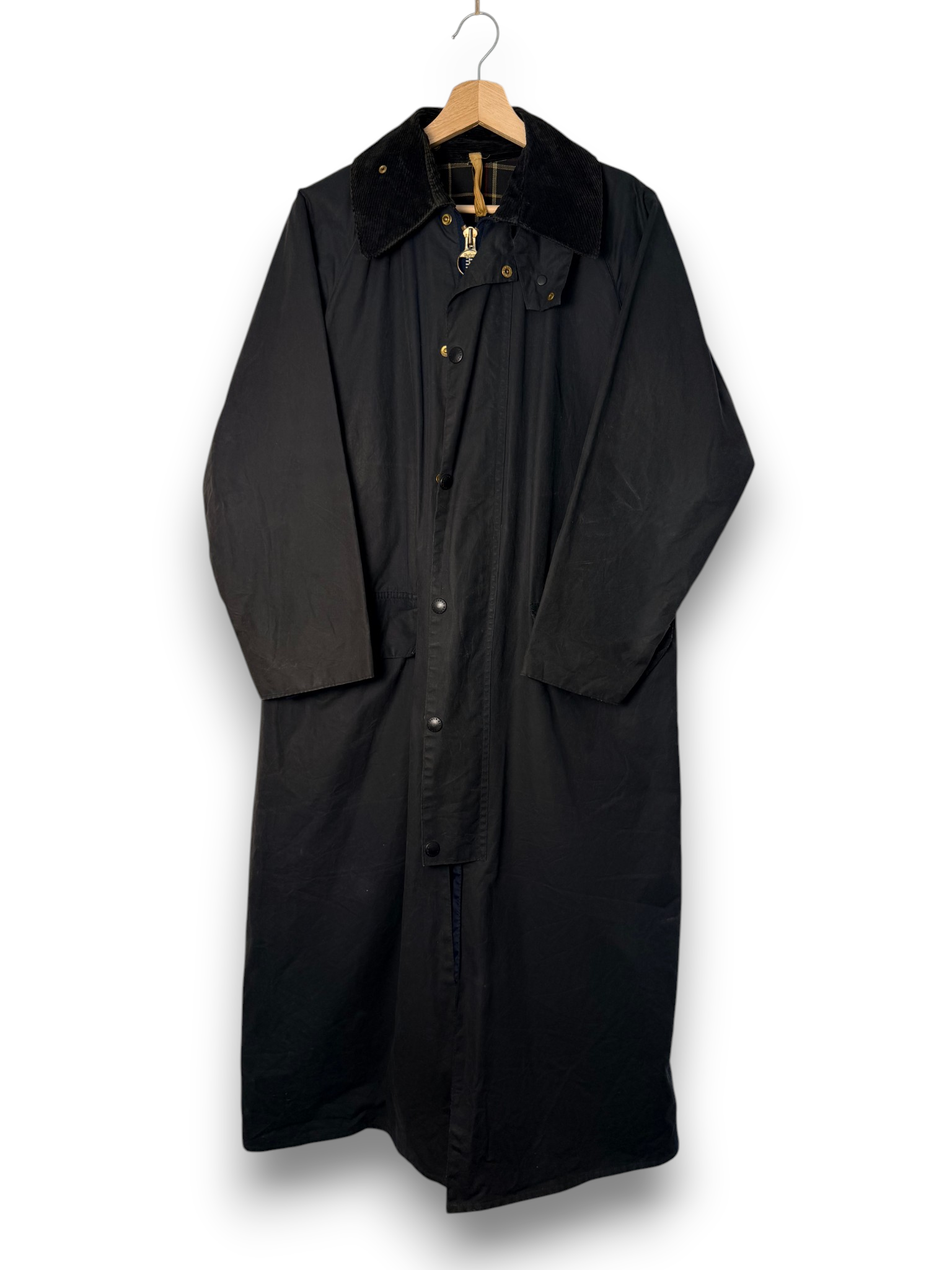 80s Barbour Burghley 2 Crest Wax Coat C36 Navy – Made in England