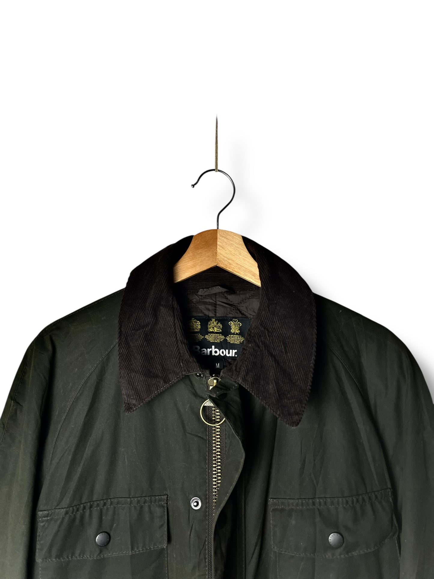 Barbour Retail Frazer Wax Jacket Sage Green M YKK 4 Pockets