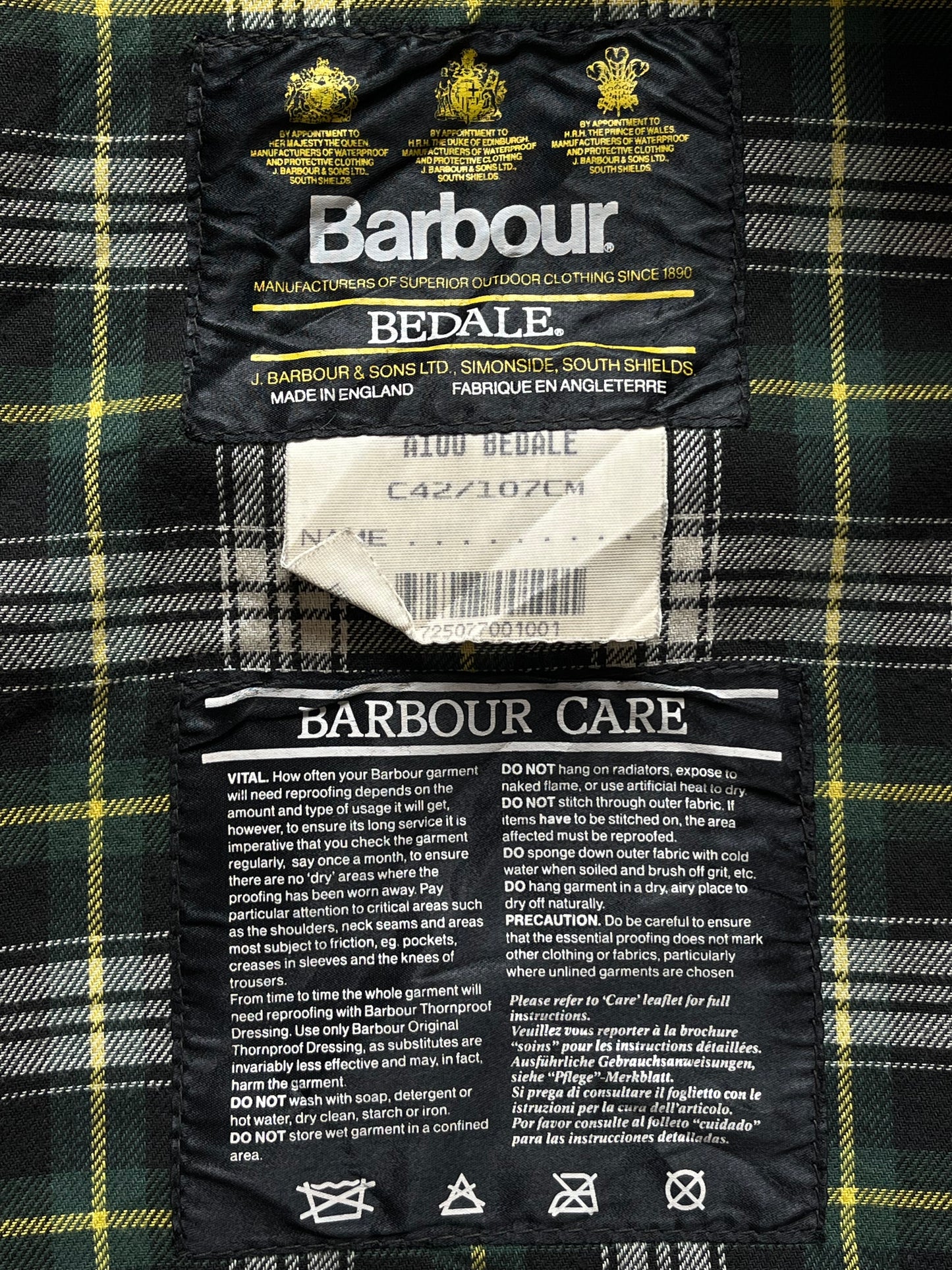 Barbour Bedale C42 - 1992 Size (fits like a modern L)