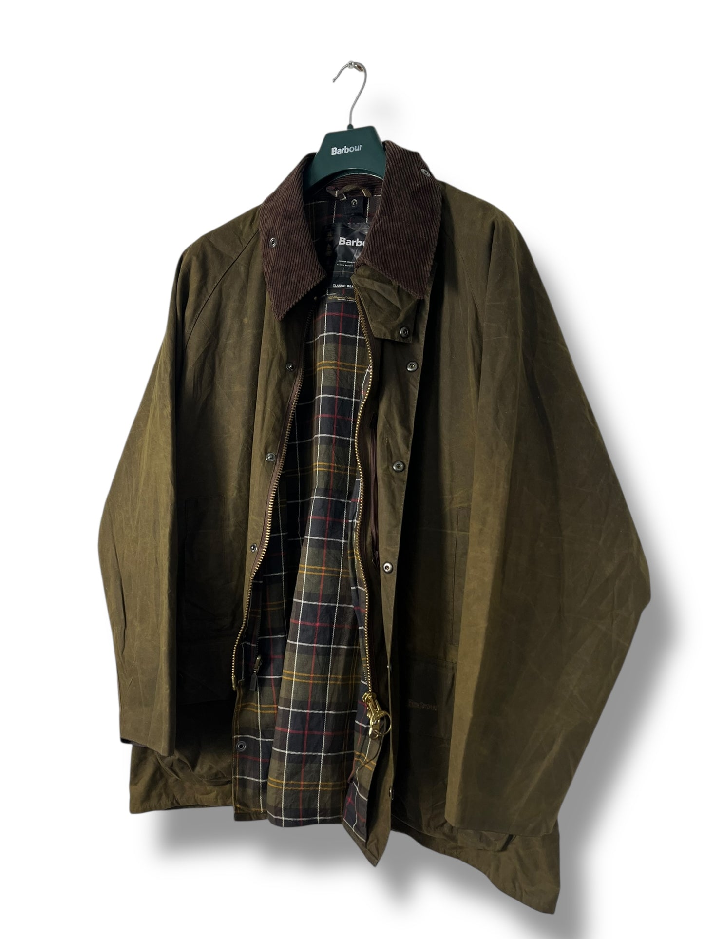 Barbour Beaufort Classic Wax Jacket – C48/XXL– Olive – Quilted Liner Included