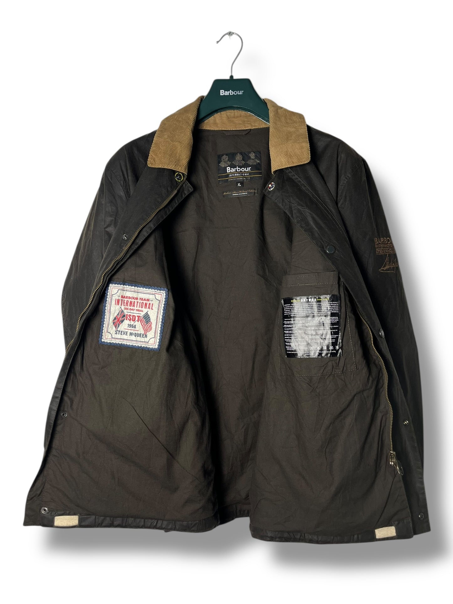 Barbour International Vestive McQueen Wax Jacket – Sage Green – Fits L