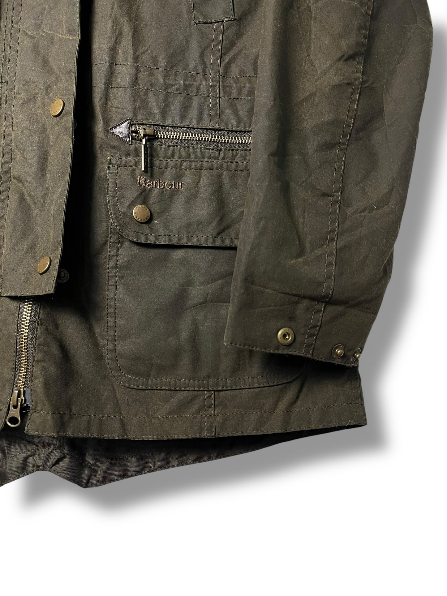 Barbour Kelsall Wax Parka Olive Women Size 12 Large Hooded Fur Lined UK