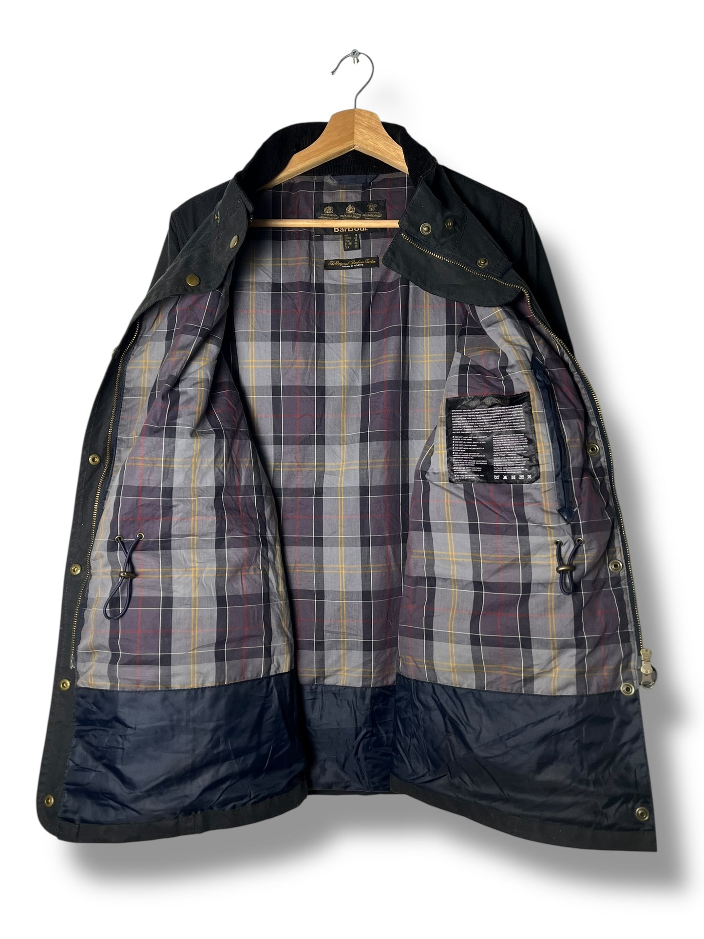 Barbour Aenium Wax Jacket – Navy Blue – UK 18 (Women)