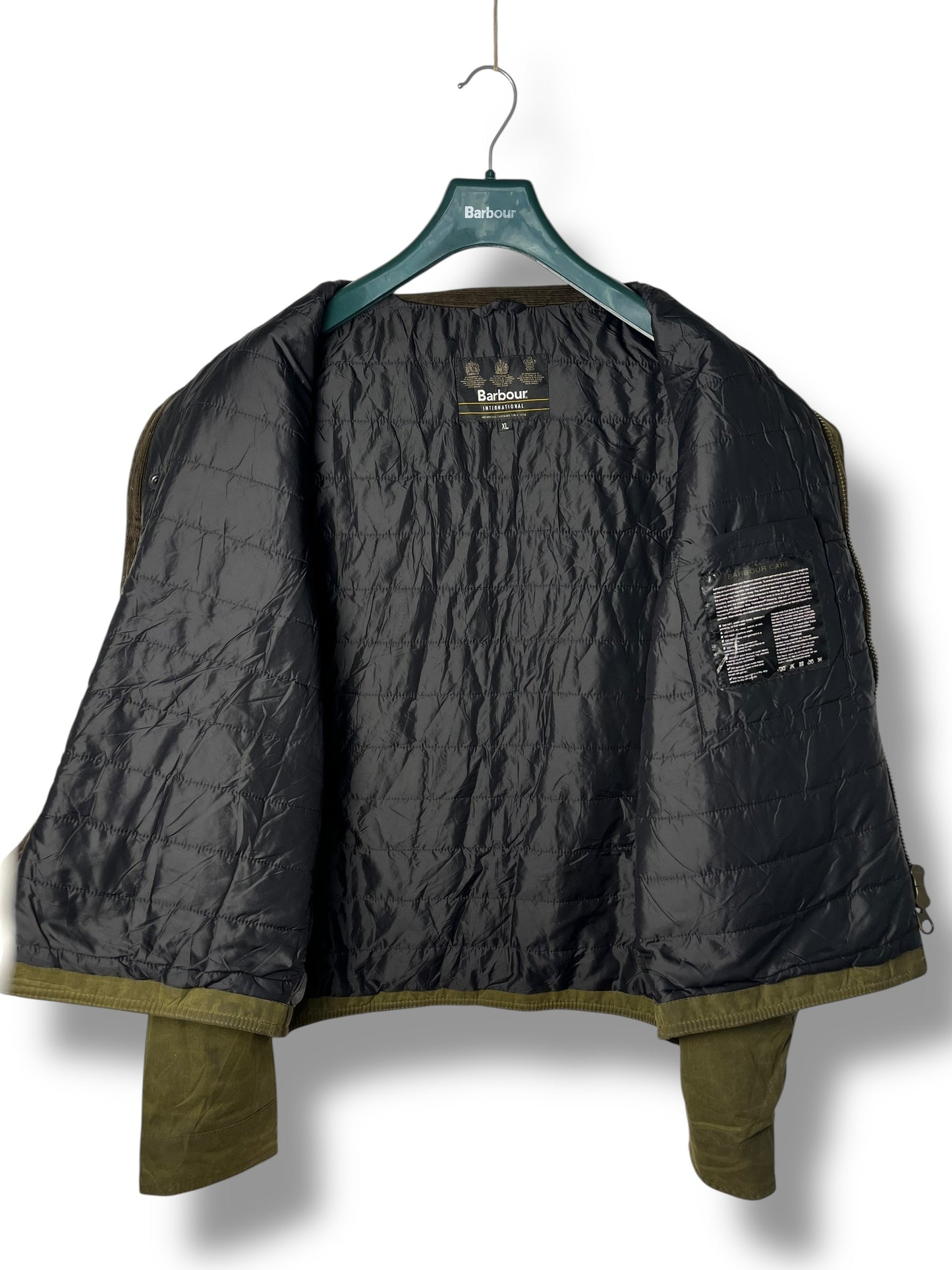 Barbour International Hatch Wax Jacket Sage Green XL Cropped Moto UK