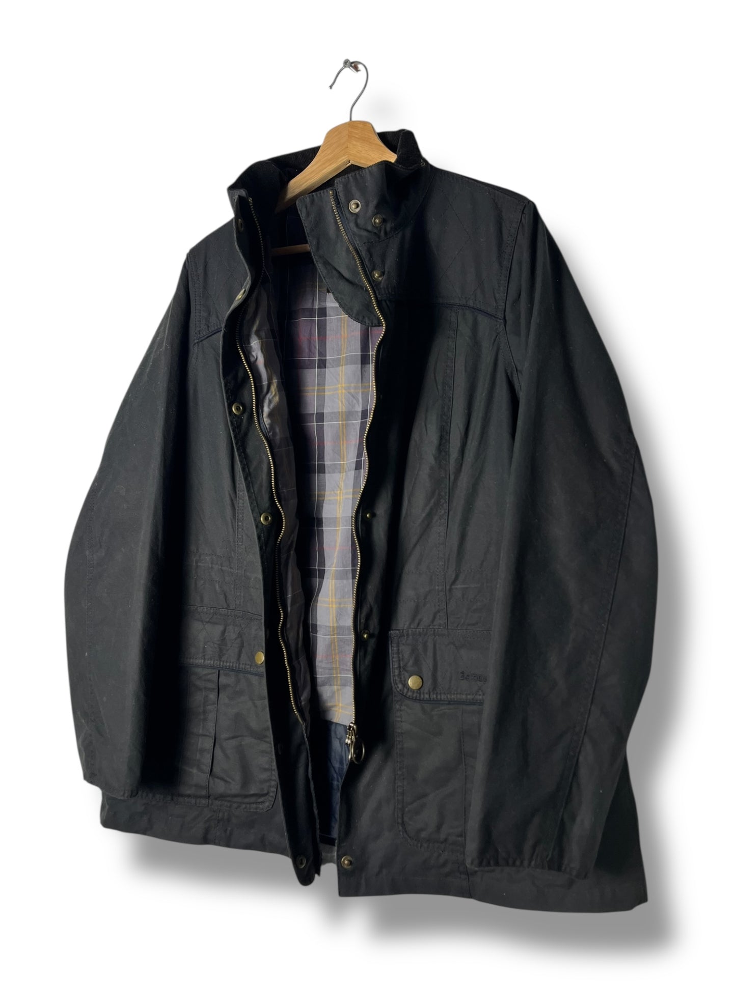 Barbour Aenium Wax Jacket – Navy Blue – UK 18 (Women)