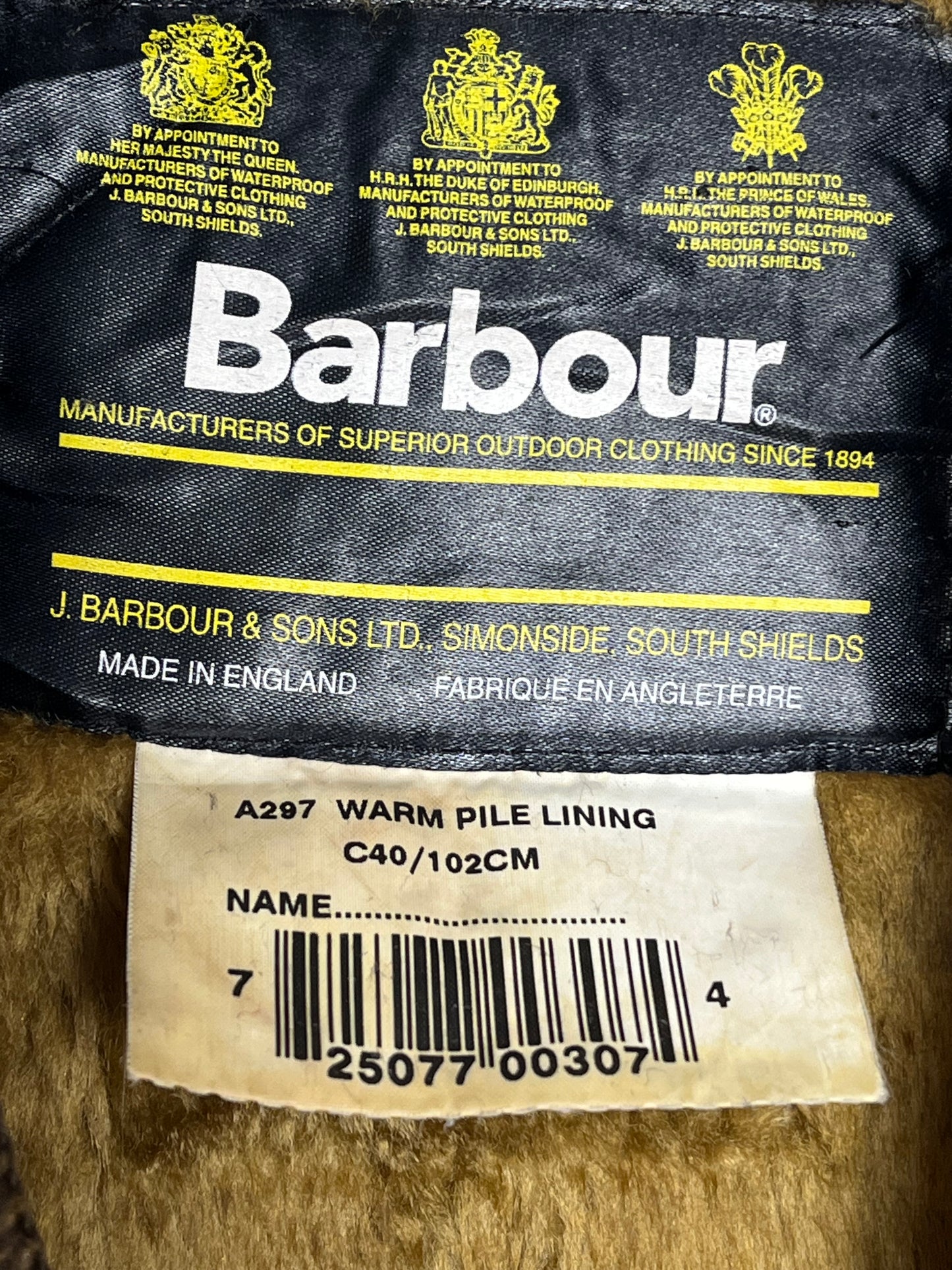 A297 Barbour Vintage C40 Bodywarmer Liner Button Version