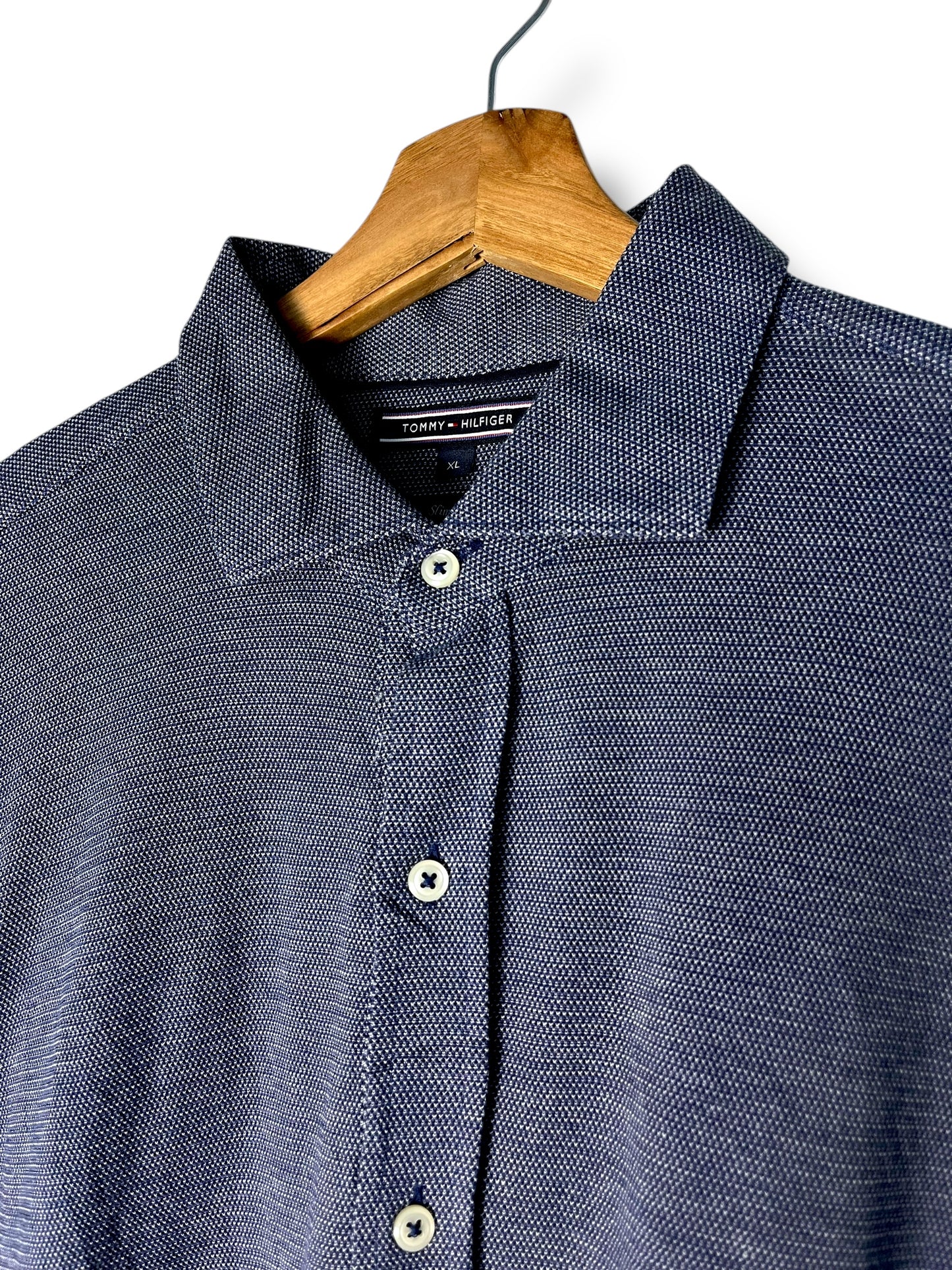 Tommy Hilfiger Polo-Style Shirt XL Slim Fit – Navy Textured