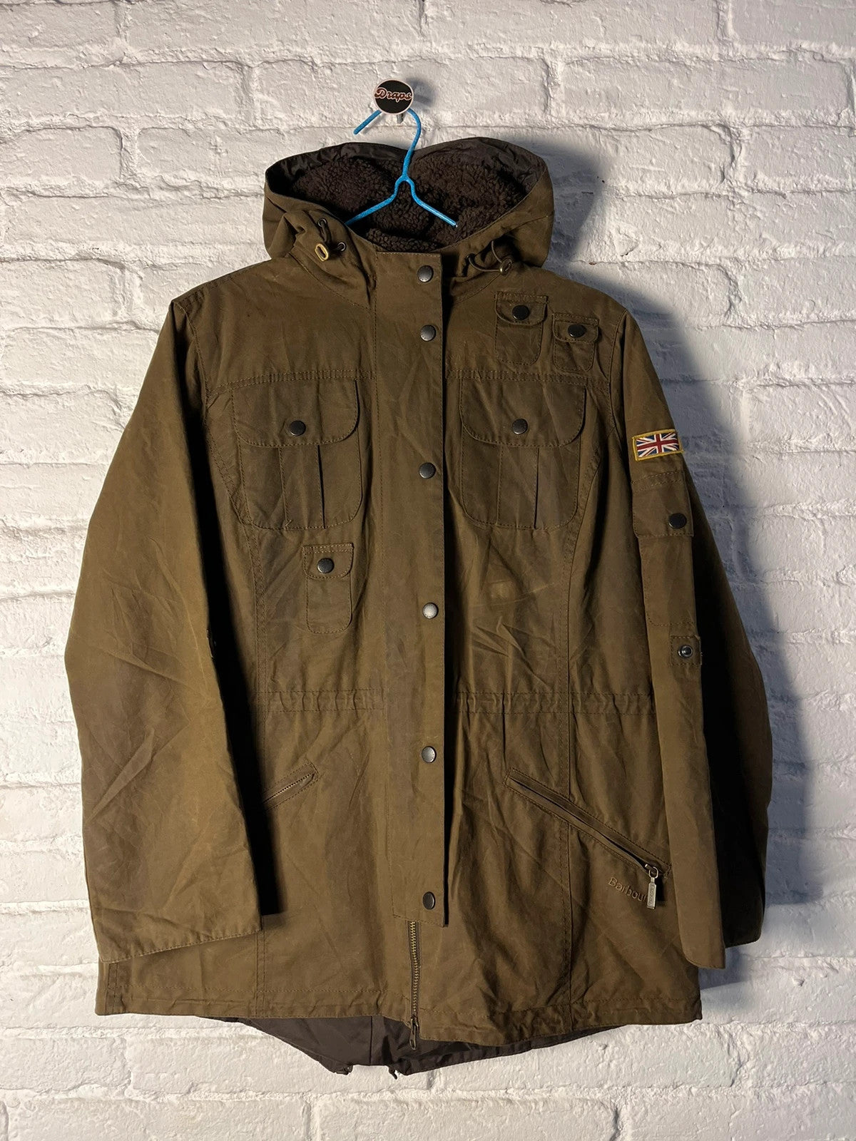 Barbour Winter force wax parka taglia uk16 oliva