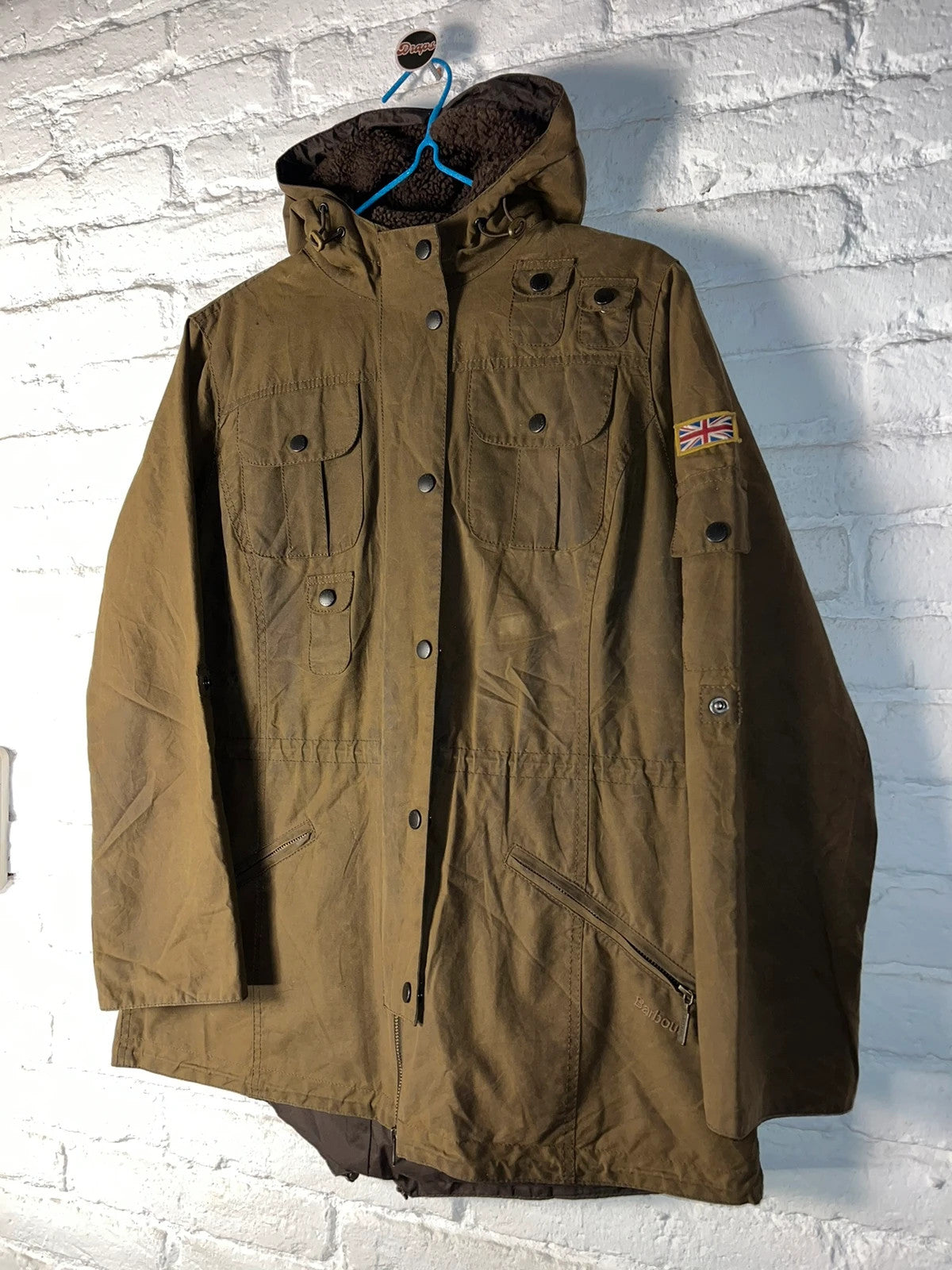 Barbour Winter force wax parka taglia uk16 oliva