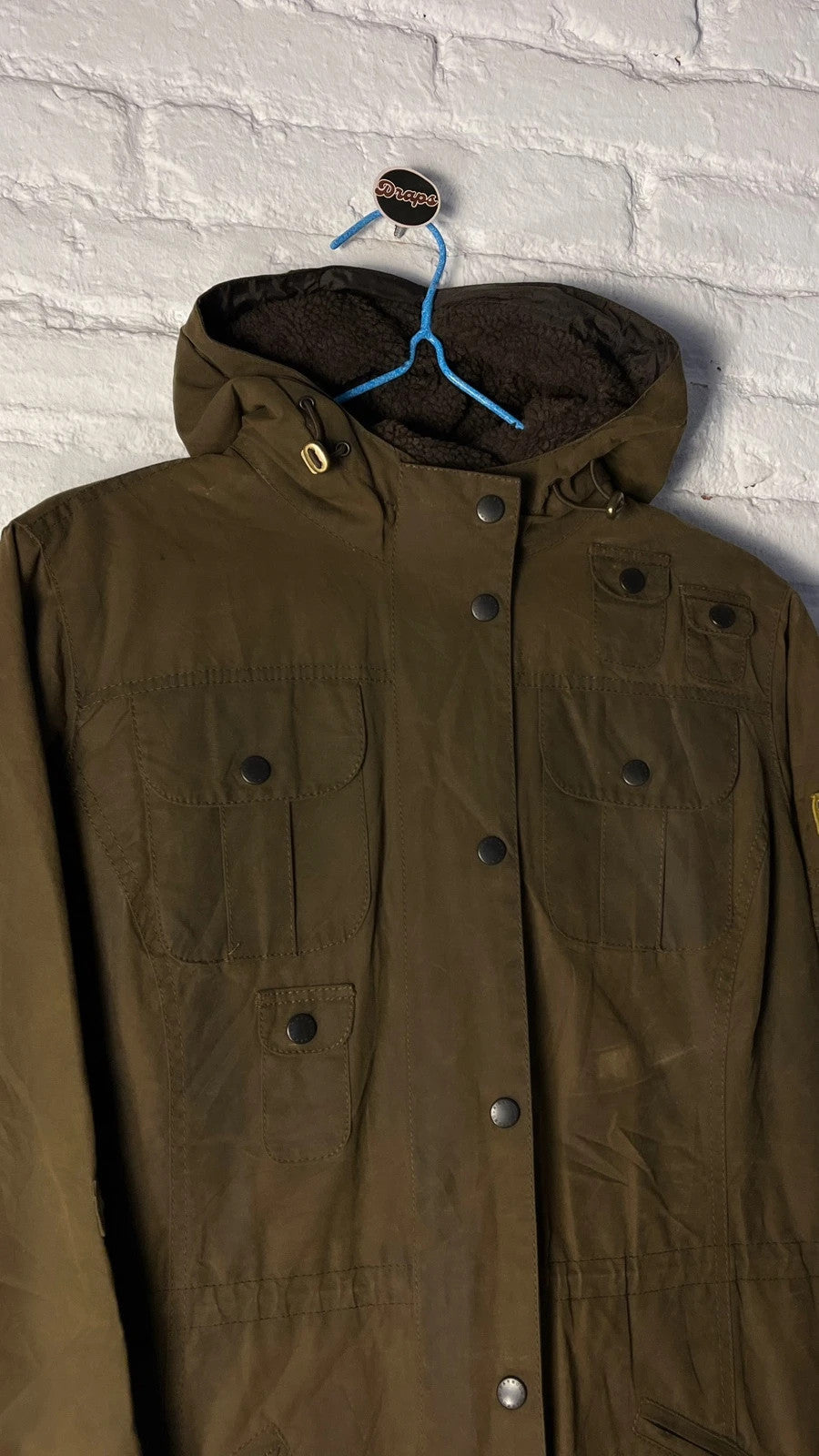 Barbour Winter force wax parka taglia uk16 oliva