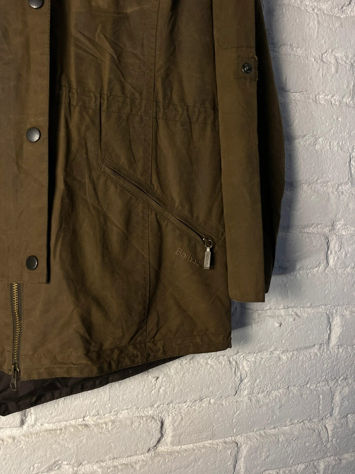 Barbour Winter force wax parka taglia uk16 oliva