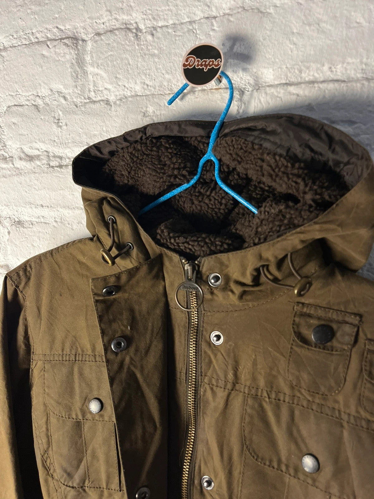 Barbour Winter force wax parka size uk16 olive