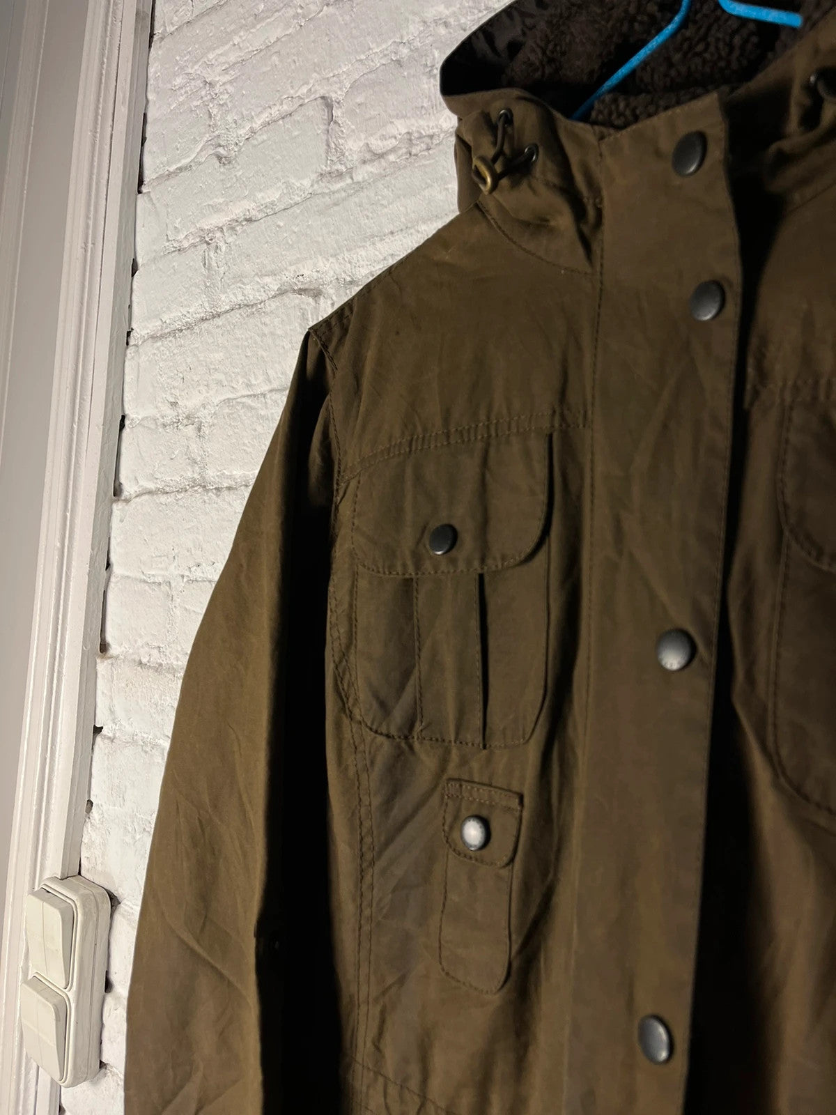 Barbour Winter force wax parka taglia uk16 oliva