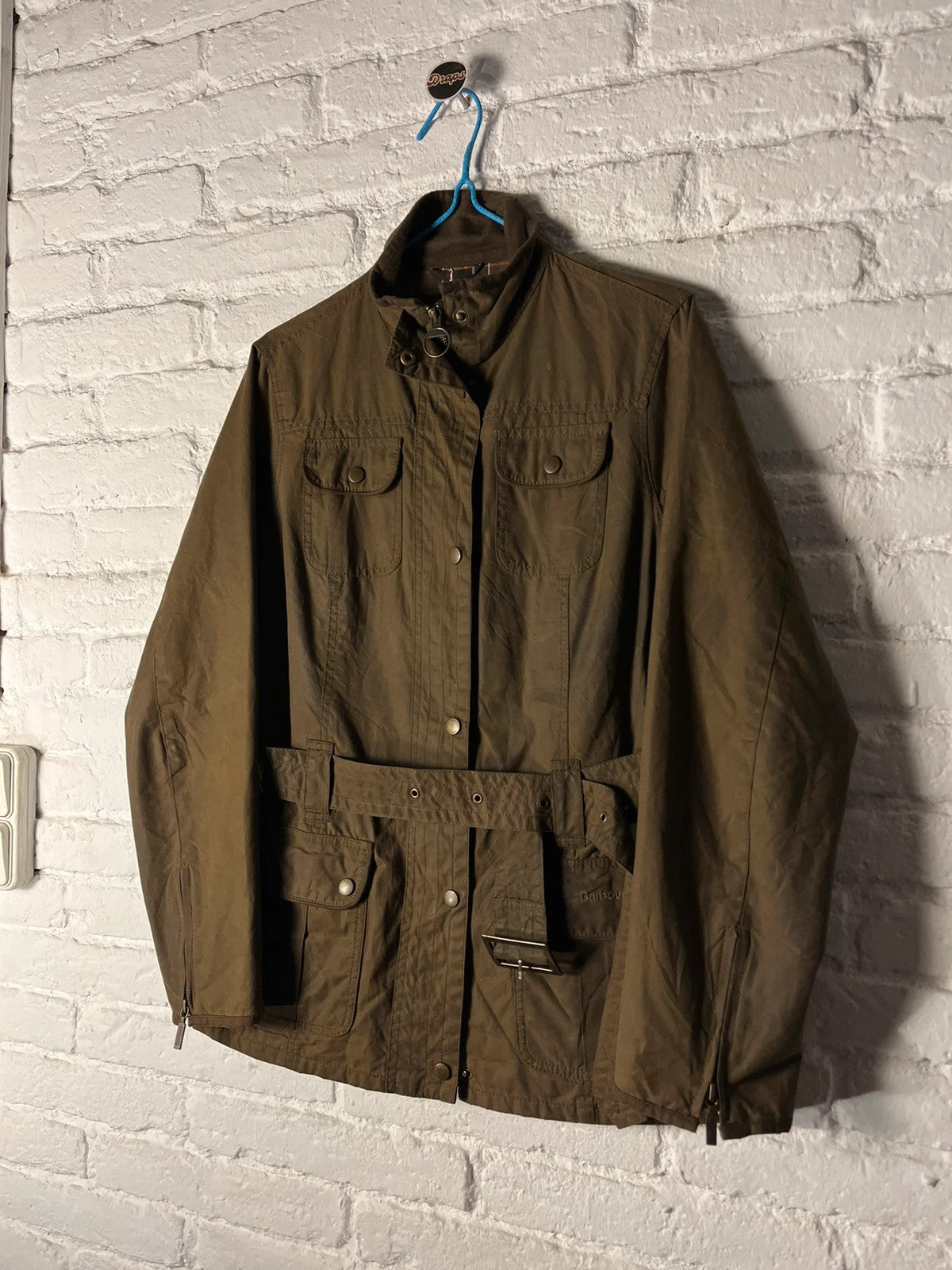 Chaqueta encerada con cinturón Barbour talla 16 Reino Unido verde oliva salvia 🫒