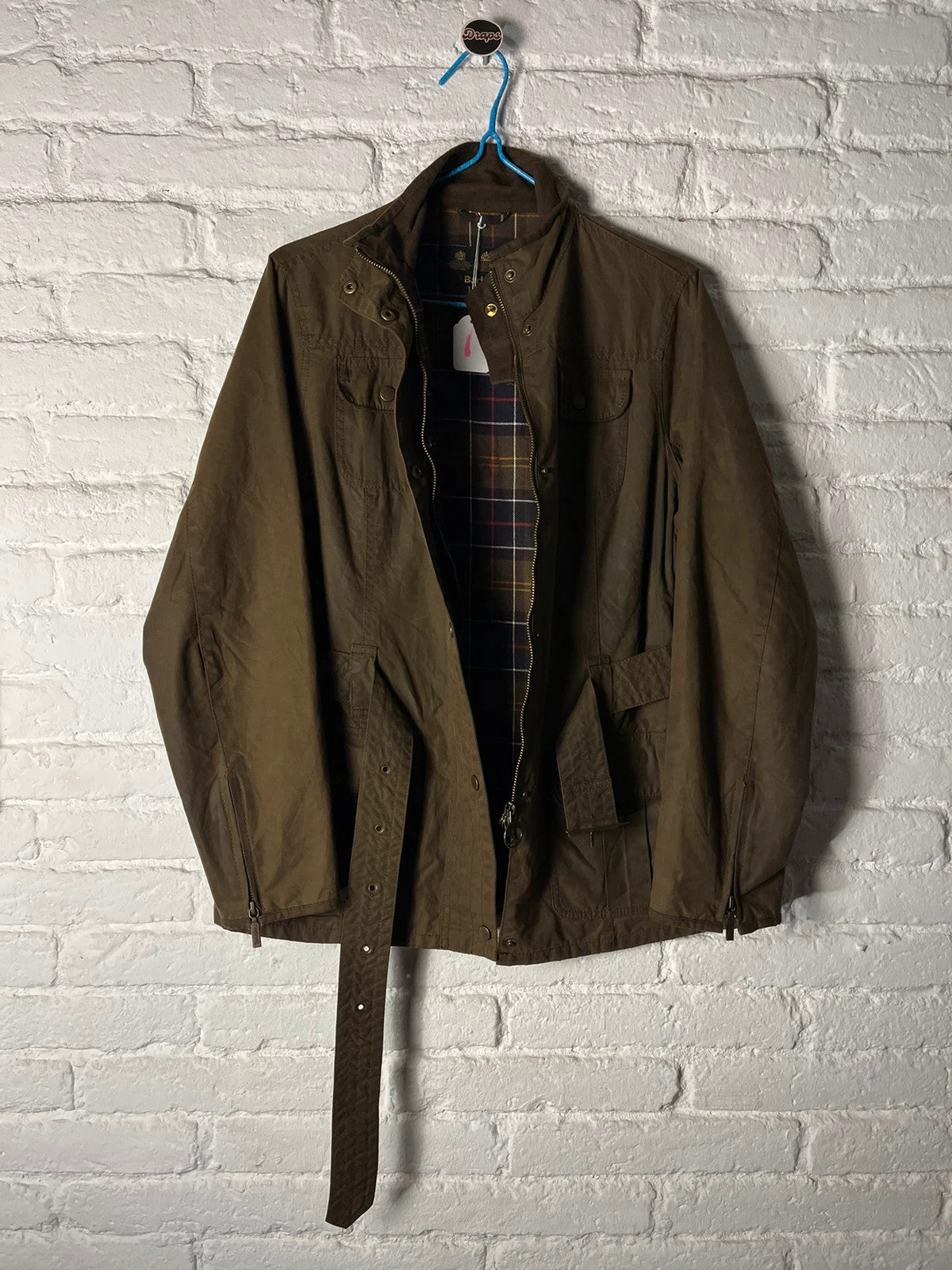 Chaqueta encerada con cinturón Barbour talla 16 Reino Unido verde oliva salvia 🫒