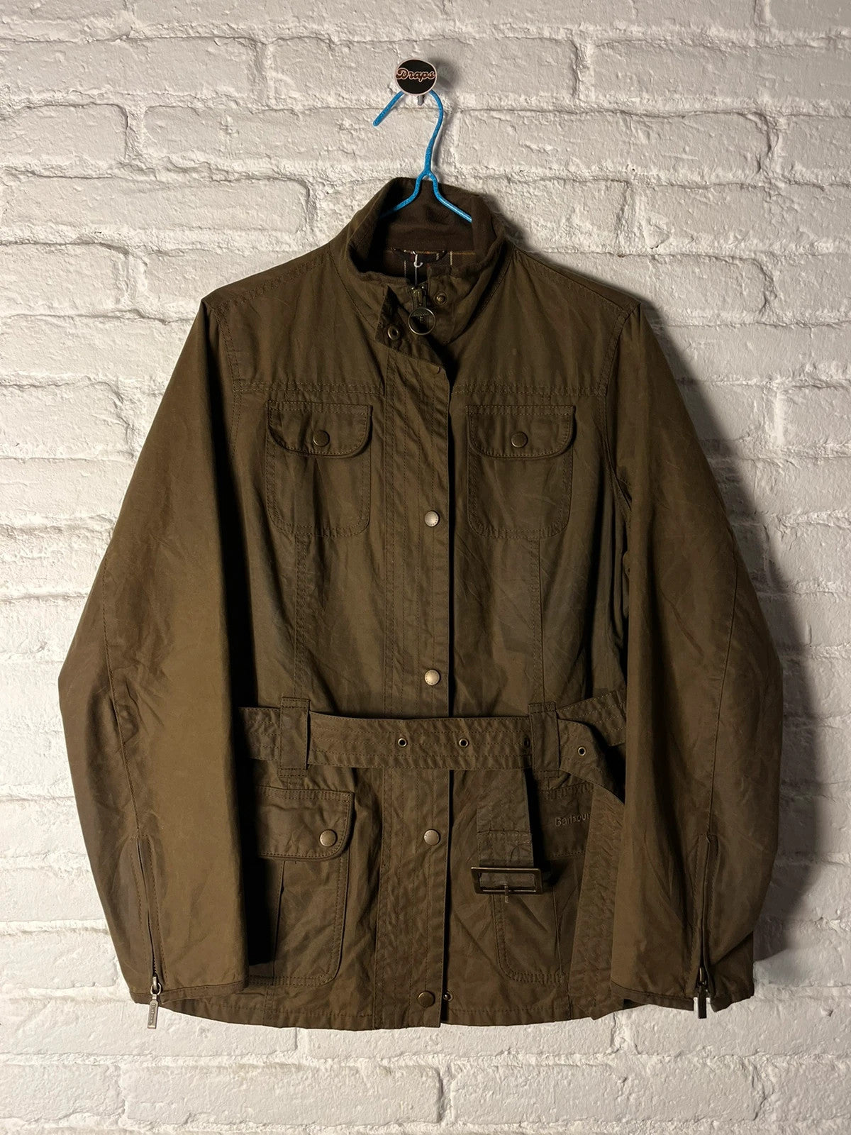 Chaqueta encerada con cinturón Barbour talla 16 Reino Unido verde oliva salvia 🫒