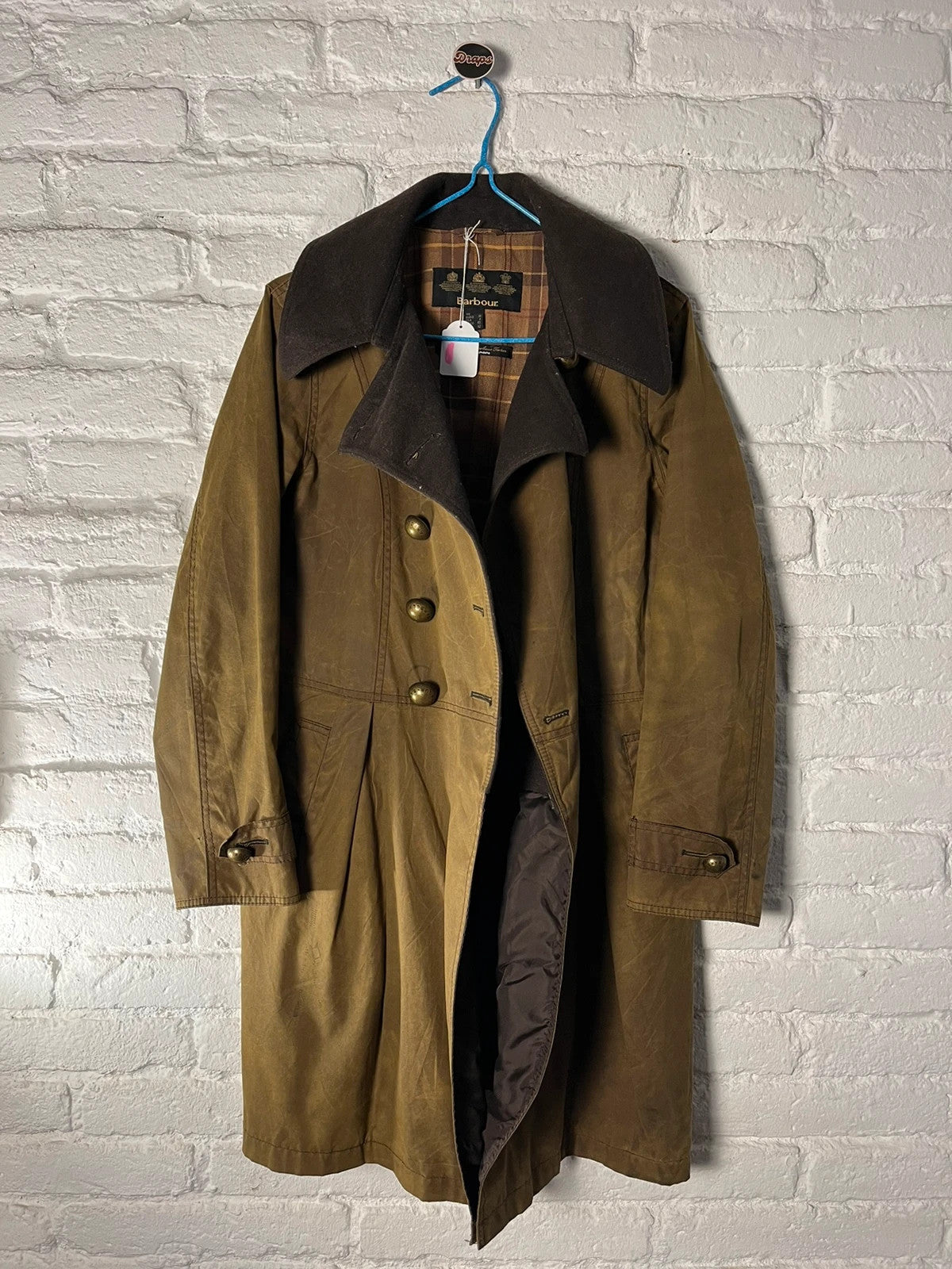 Vintage Barbour Waxed Coat – Sage Olive – UK 12