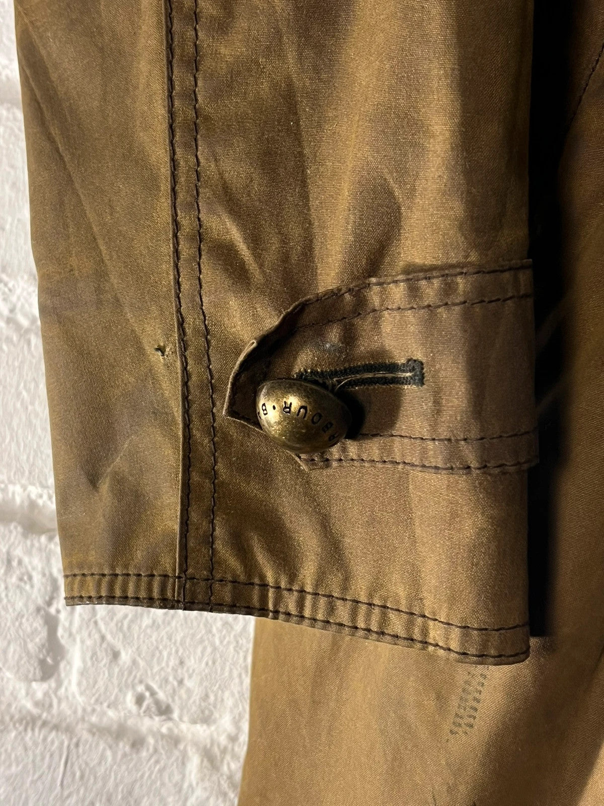 Vintage Barbour Waxed Coat – Sage Olive – UK 12