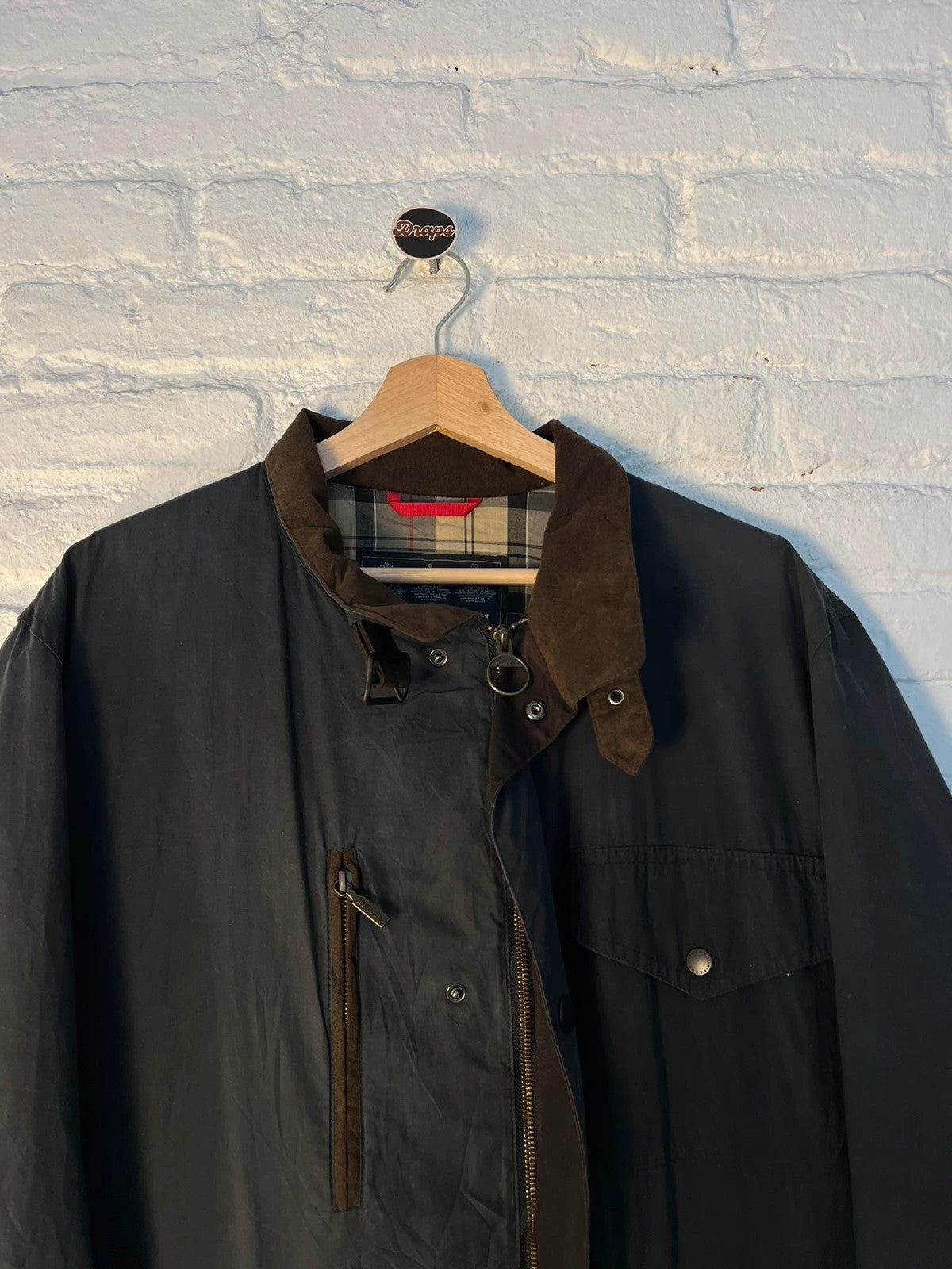 Vintage Barbour Kenmore Wax Jacket – Navy Blue – XL