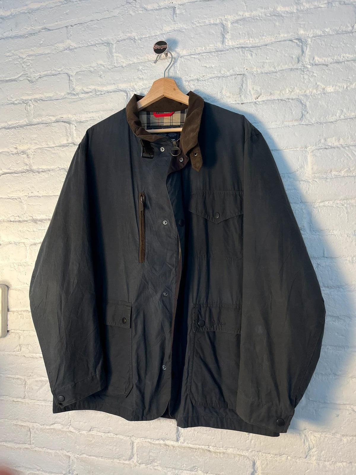 Vintage Barbour Kenmore Wax Jacket – Navy Blue – XL