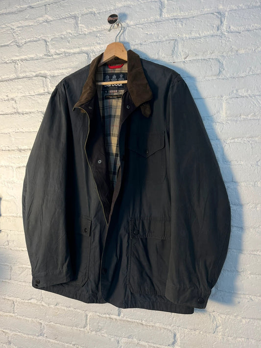 Vintage Barbour Kenmore Wax Jacket – Navy Blue – XL