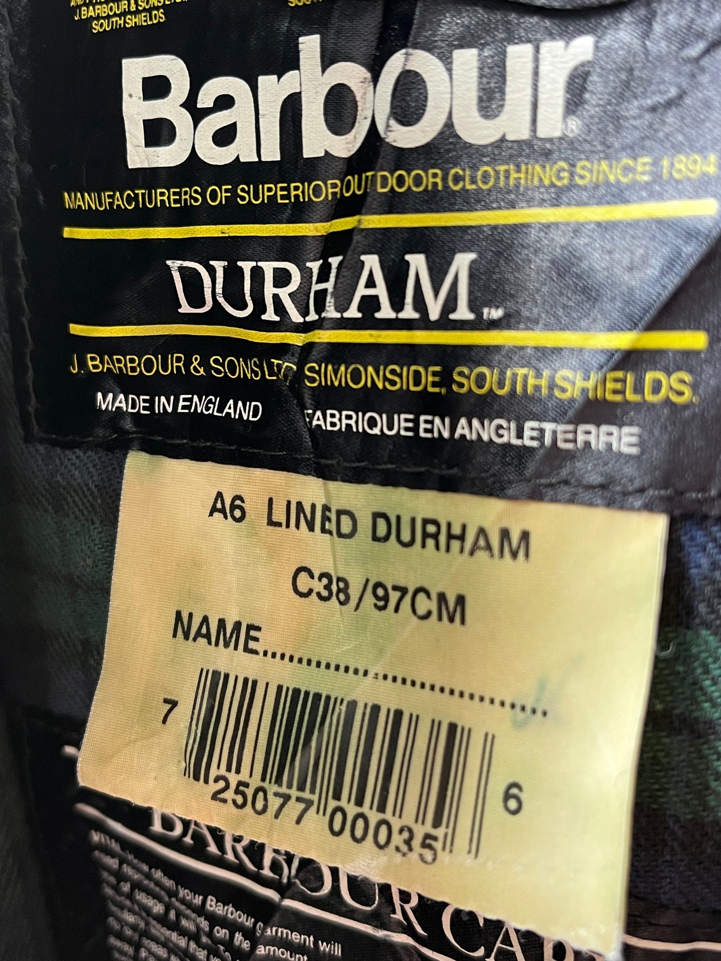 Barbour Durham C38 Vintage 1994 – Lightweight Wax Jacket