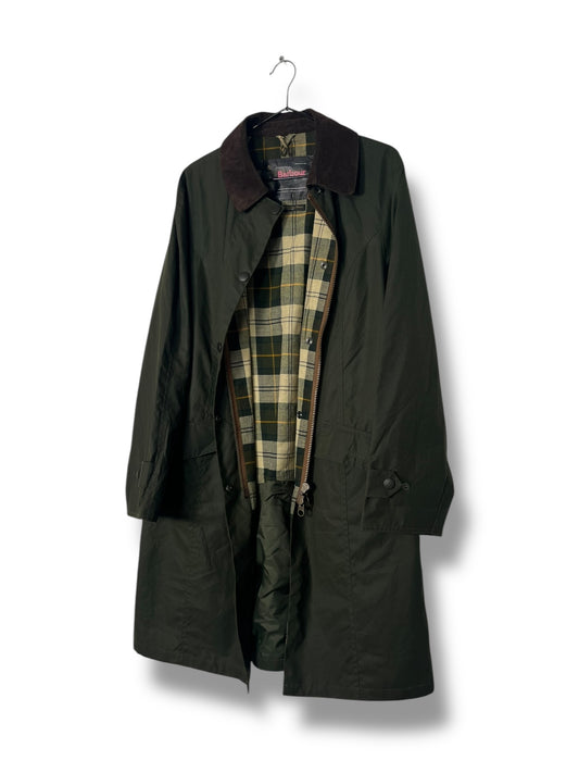 Barbour Newbury Sage Waxed Cotton Coat – UK 12
