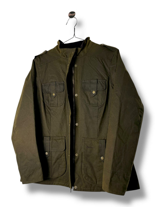 Barbour Defence Wax Jacket – Olive Green – Size 14 (UK)