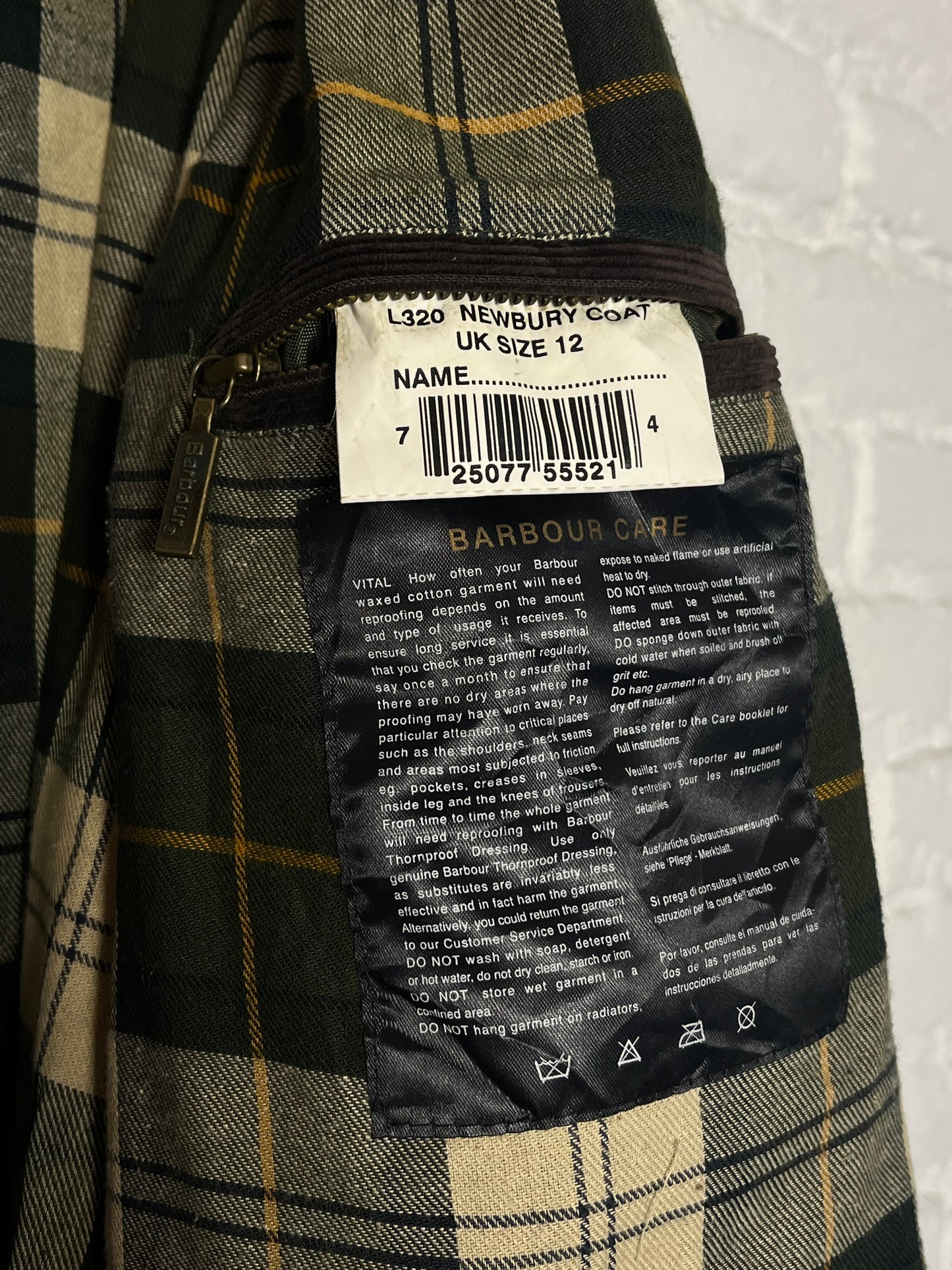 Barbour Newbury Sage Waxed Cotton Coat – UK 12